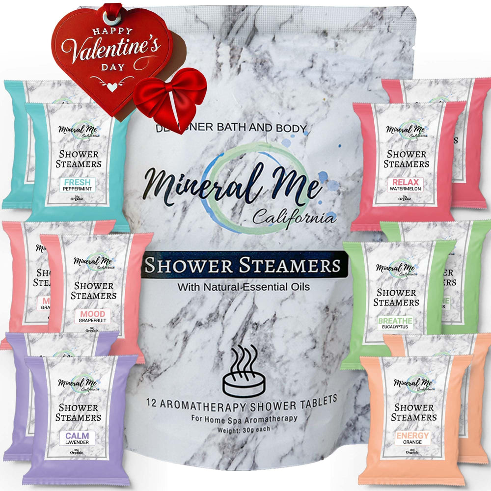 Mineral Me California shower steamer rose-lavender for relaxing aromatherapy in shower