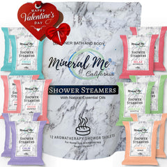 Mineral Me California shower steamer rose-lavender for relaxing aromatherapy in shower