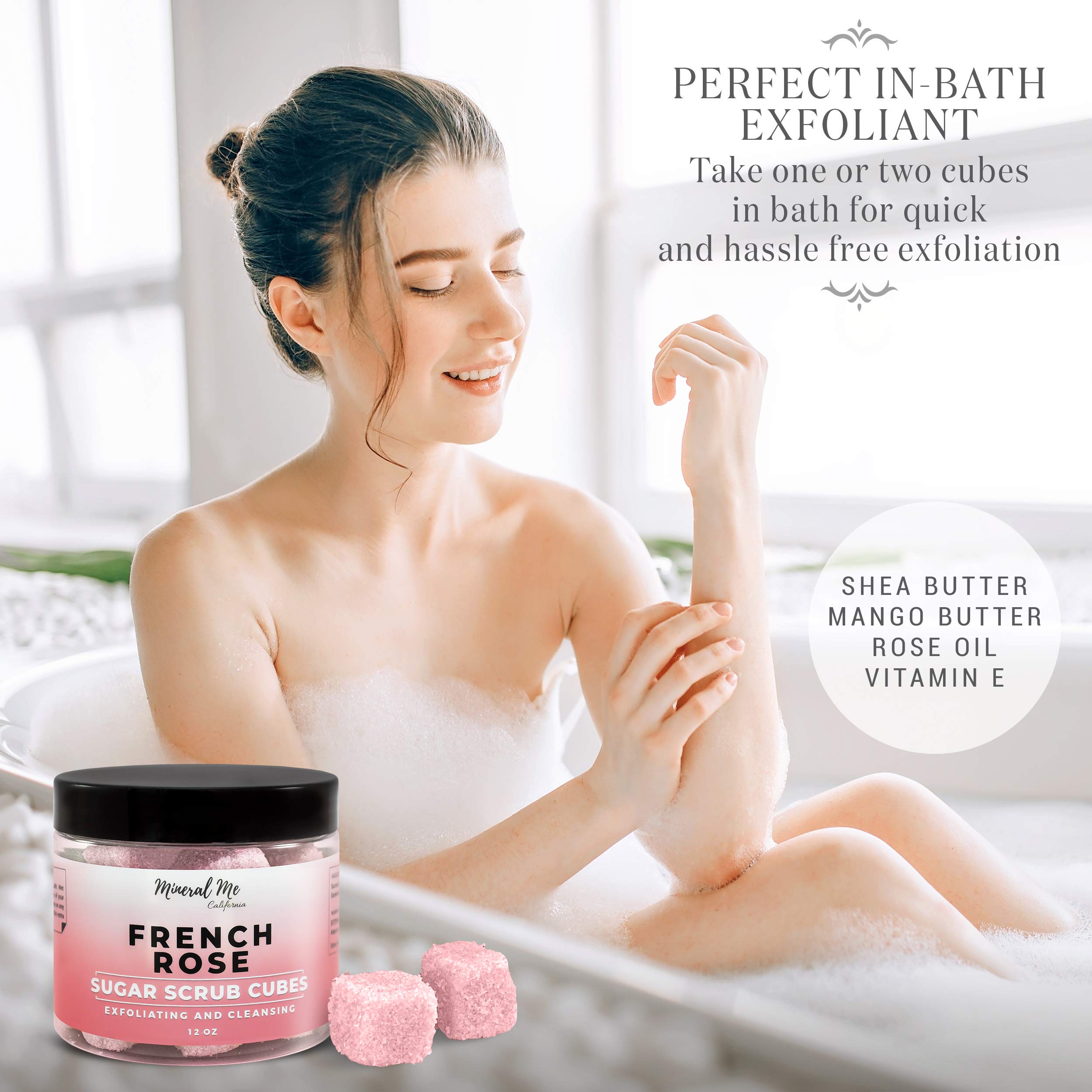 Mineral Me California sugar scrub cubes with mango butter for nourished skin