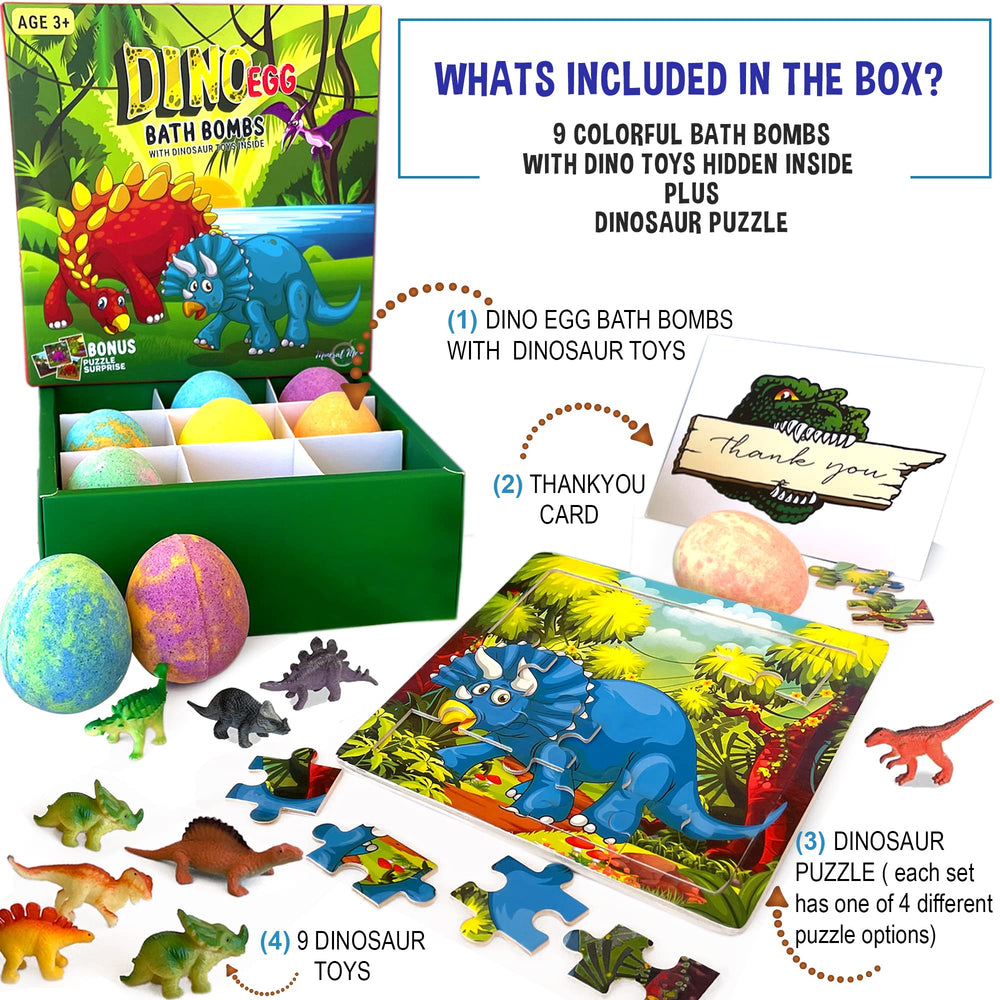 Mineral Me California surprise toy inside bath bomb reveals a dinosaur puzzle.