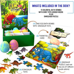 Mineral Me California surprise toy inside bath bomb reveals a dinosaur puzzle.