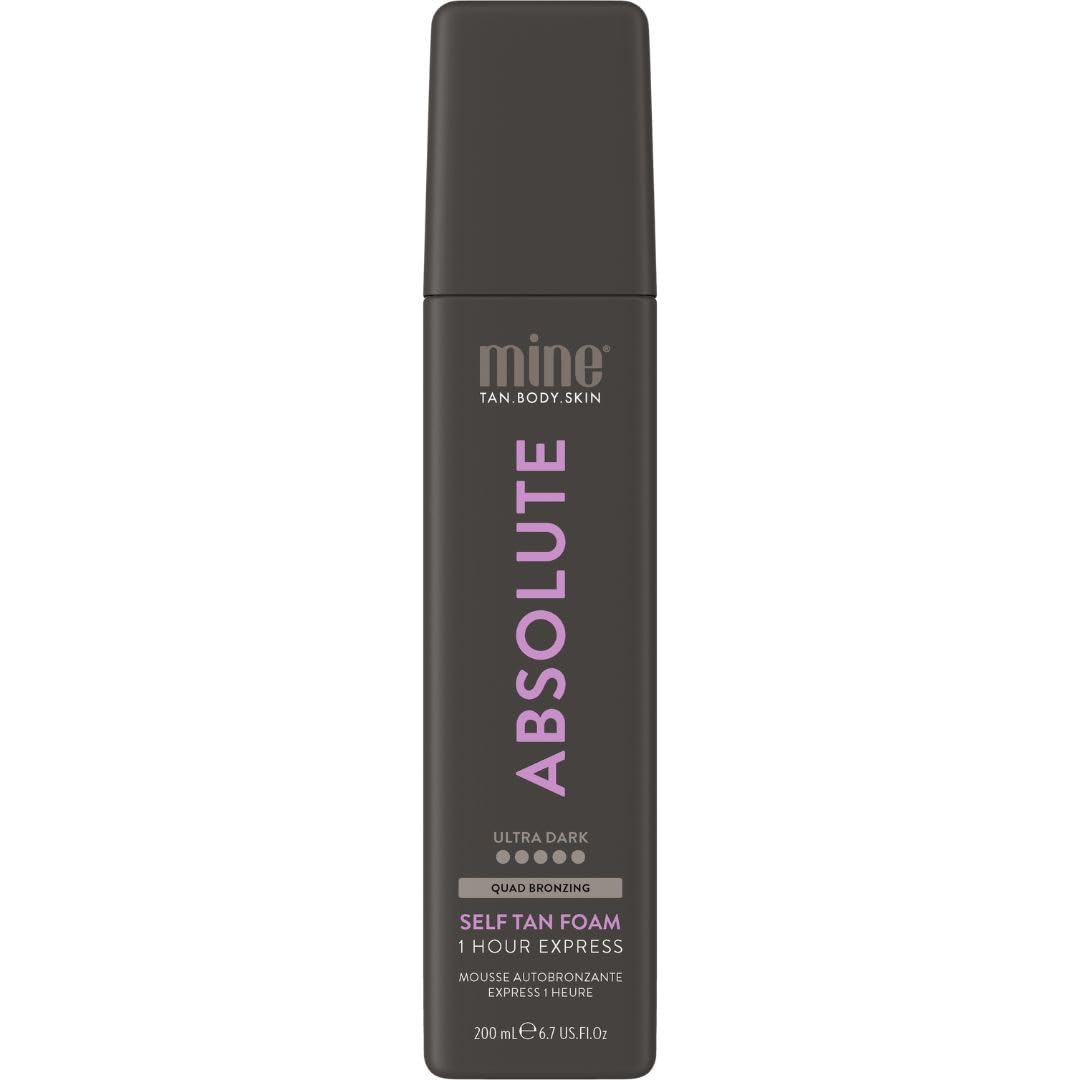 MINETAN Absolute Tan foam bottle for an ultra-dark, even finish.