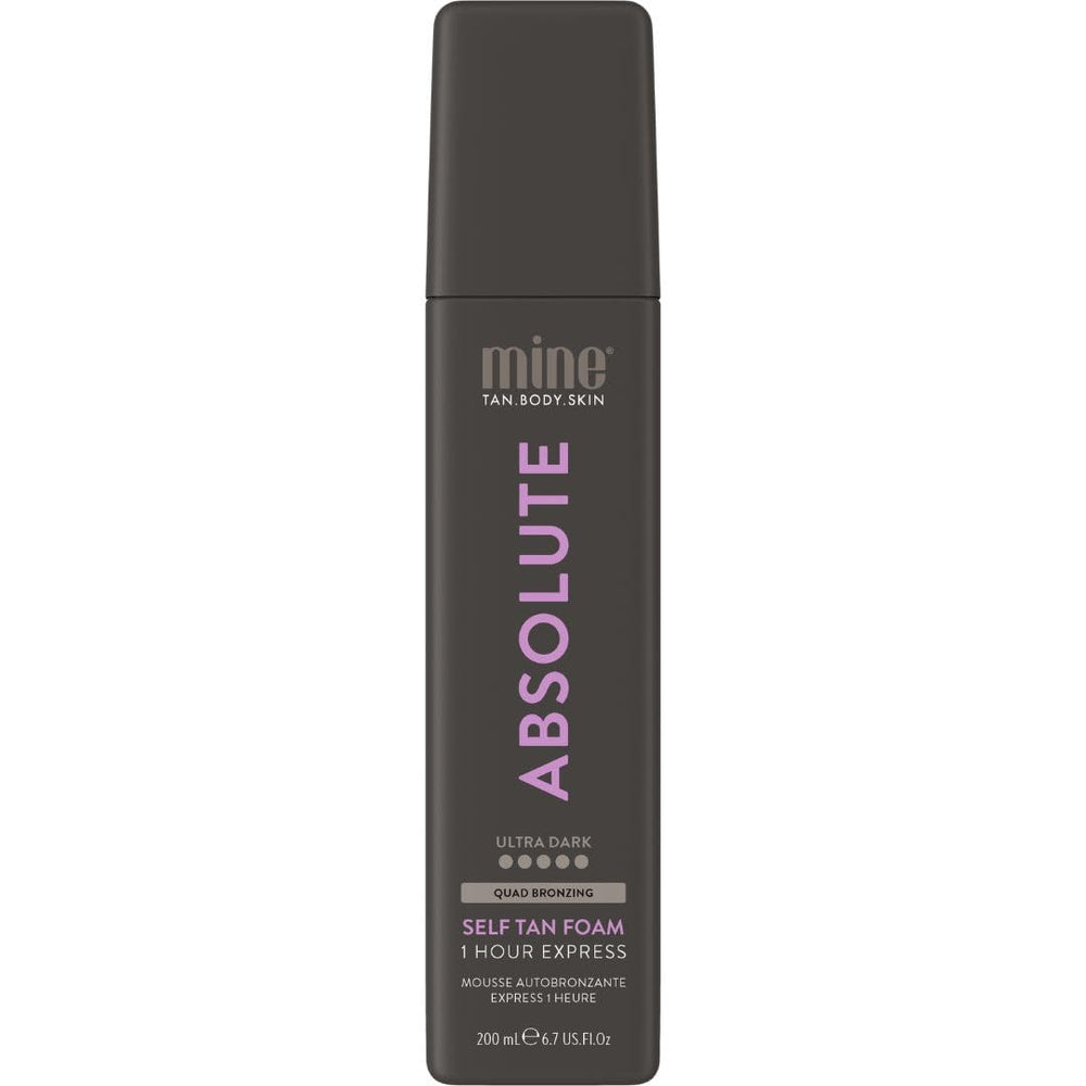 MINETAN Absolute Tan foam bottle for an ultra-dark, even finish.