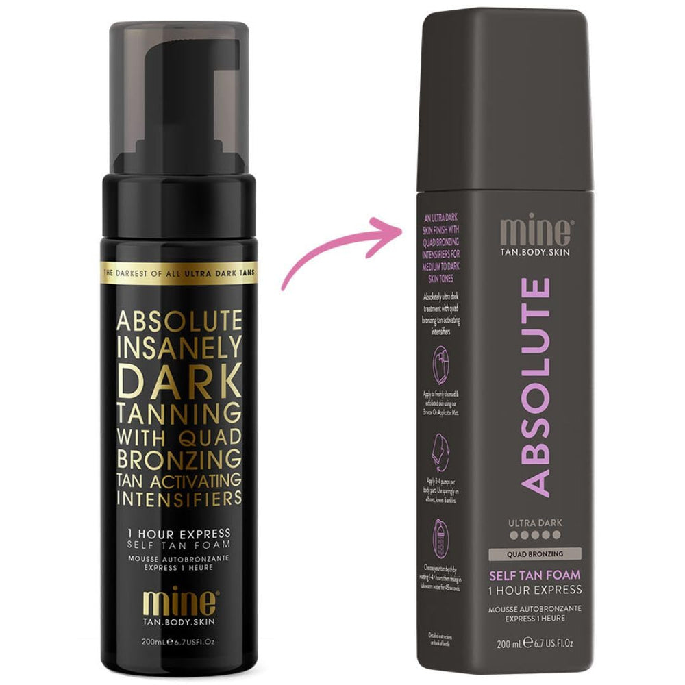 MINETAN Absolute Tan packaging highlights USA-made quality.
