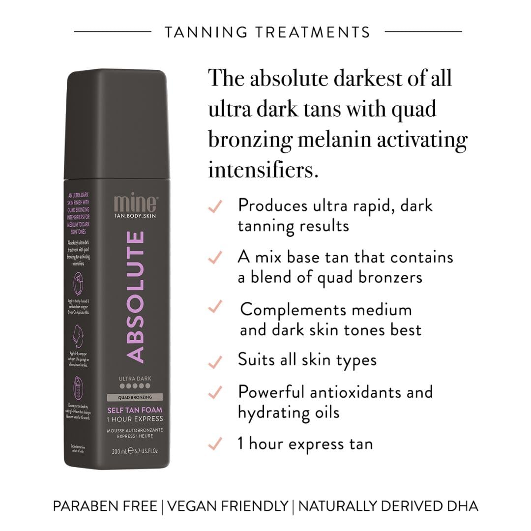 MINETAN Absolute Tan foam texture close-up shows rich color development.