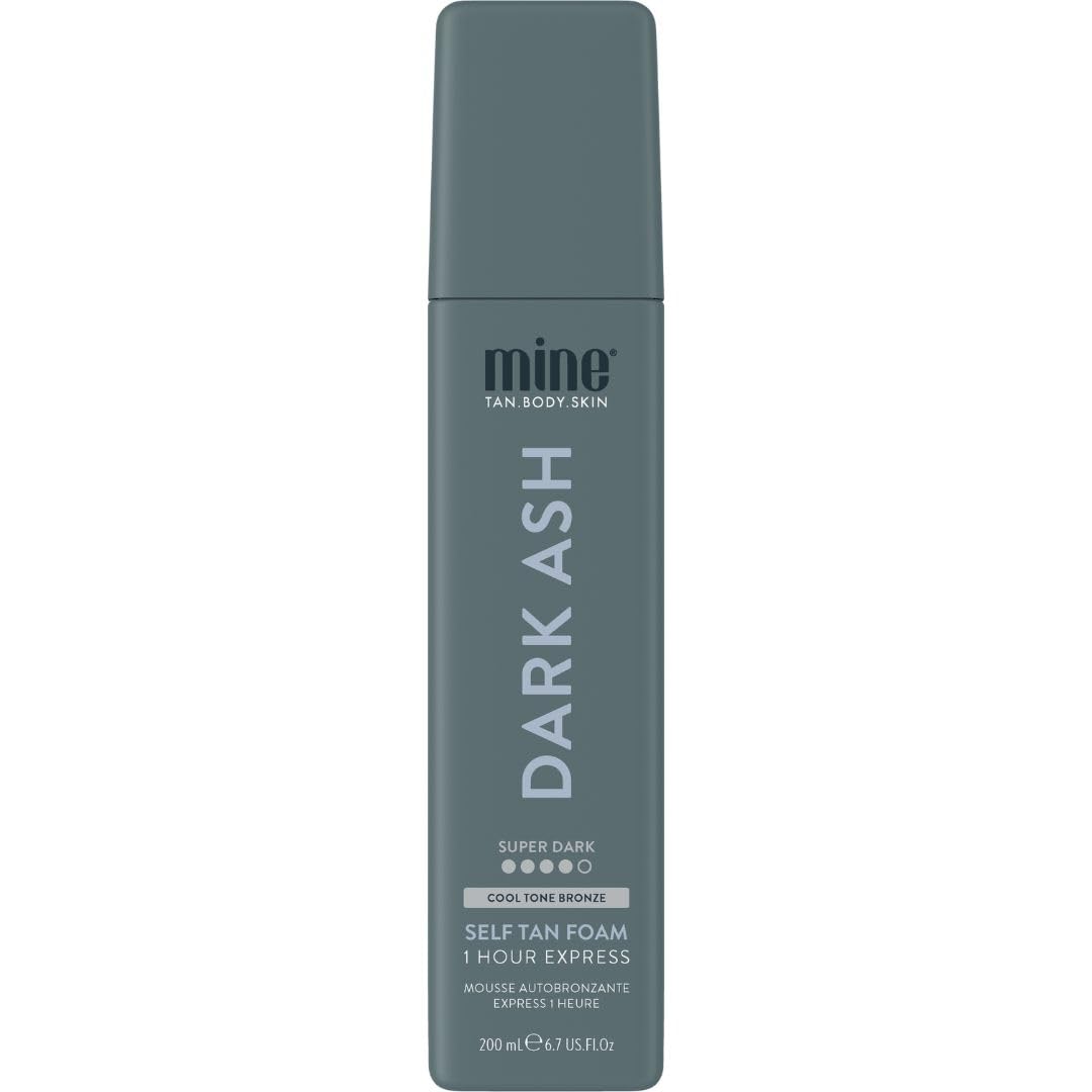MINETAN BODY.SKIN Dark Ash Self-Tanning Foam bottle for an even cool-toned bronze glow.
