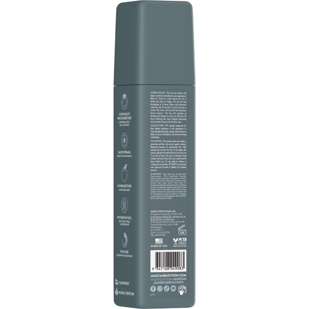 MINETAN BODY.SKIN Dark Ash bottle with pump for smooth, streak-free application.