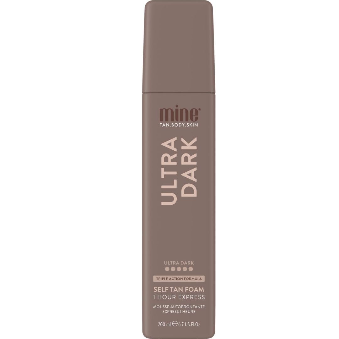 MINETAN Ultra Dark Foam bottle ready for a smooth, streak-free bronze glow.