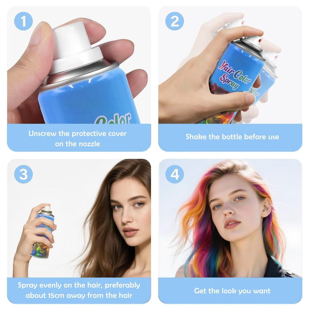Minfei Green Hair Spray after-use look shows temporary color removal later.