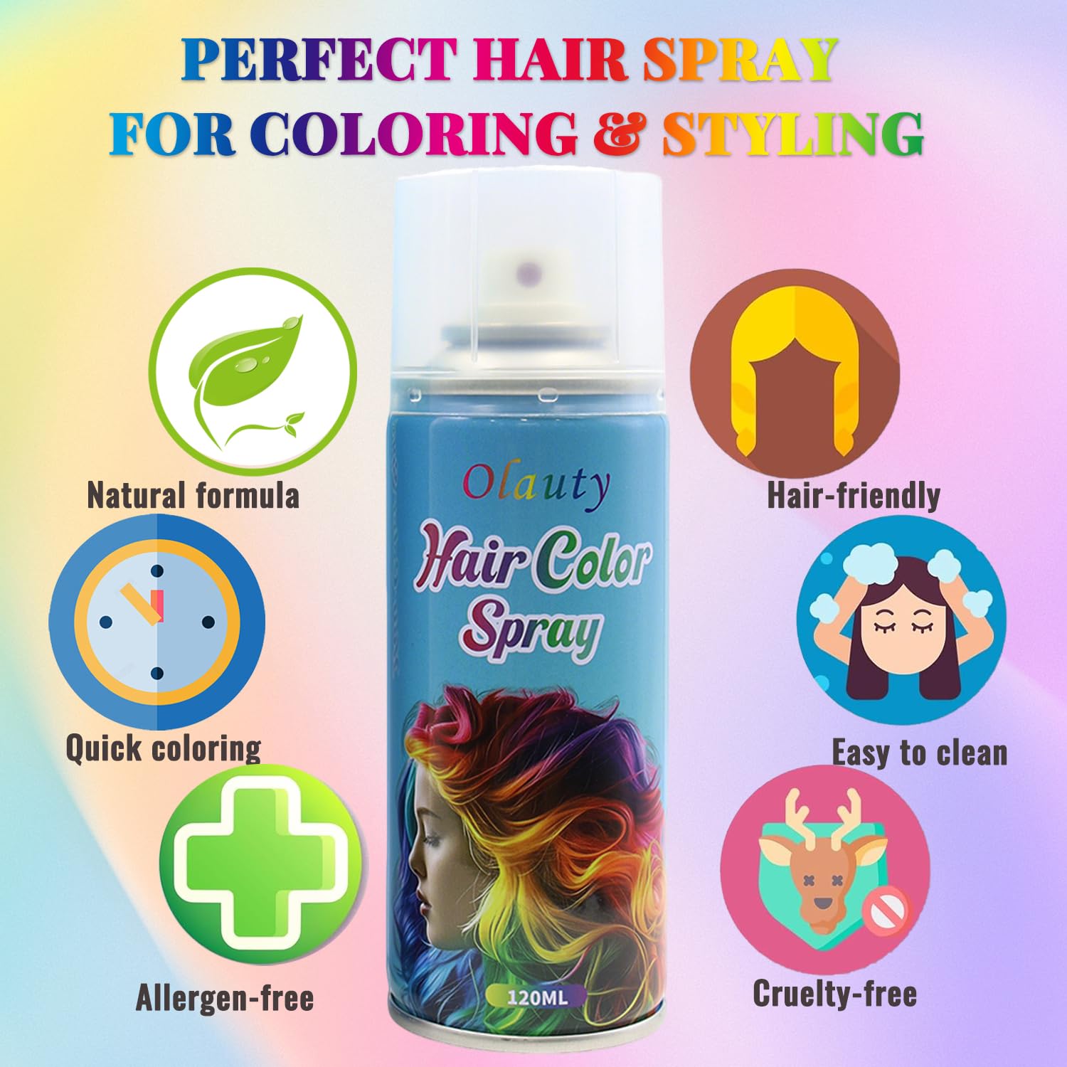 Minfei Green Hair Spray is washable for easy color removal and reuse.