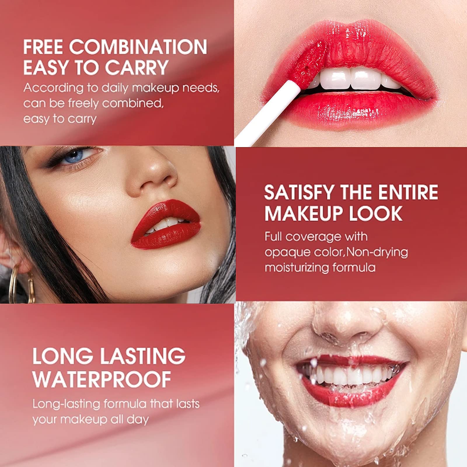 Minfei lip gloss close-up reveals a pearly, shiny finish for vibrant lips.