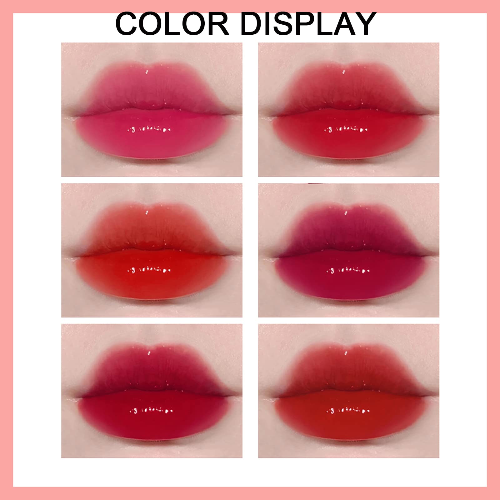 Minfei lip tint color swatches display diverse shades for everyday looks.