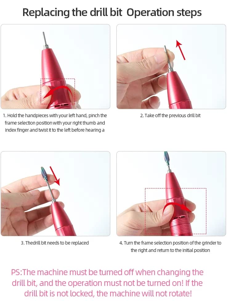 Mini Nail Drill red anodized gradient design for stylish aesthetics.