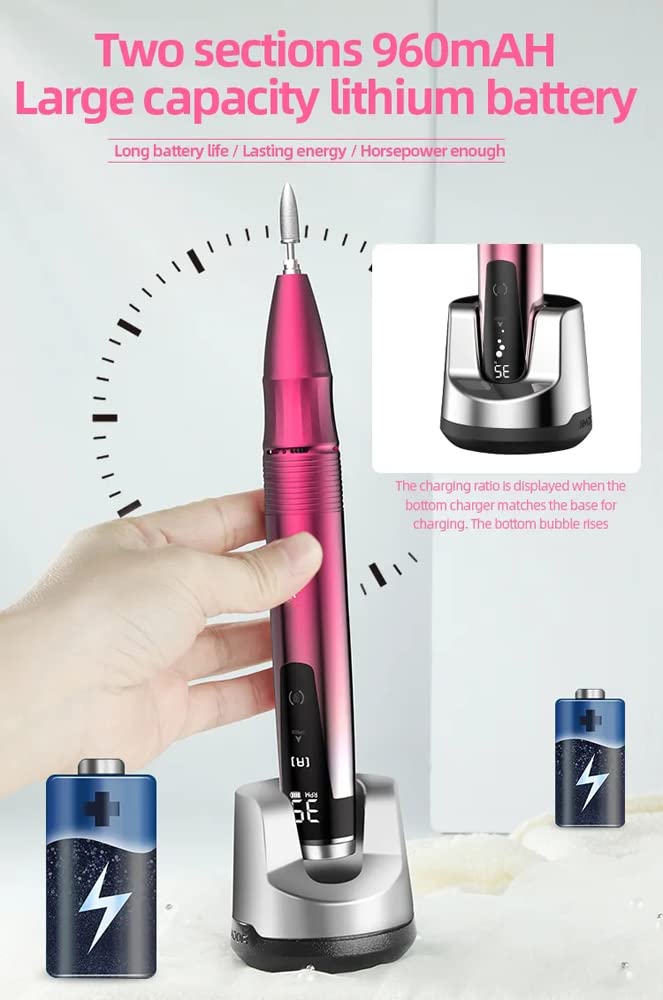 Mini Nail Drill red set of drill bits for versatile nail care.