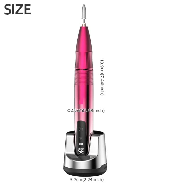 Mini Nail Drill red portable cordless unit ideal for at-home manicure.