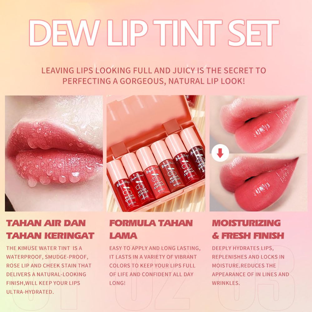Miniling Lip Tint Set lips glow with glossy, moisturized appearance