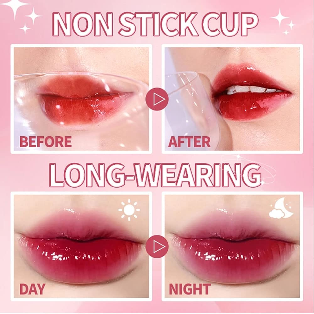Miniling lip tint application close-up reveals dewy finish and smooth glide.