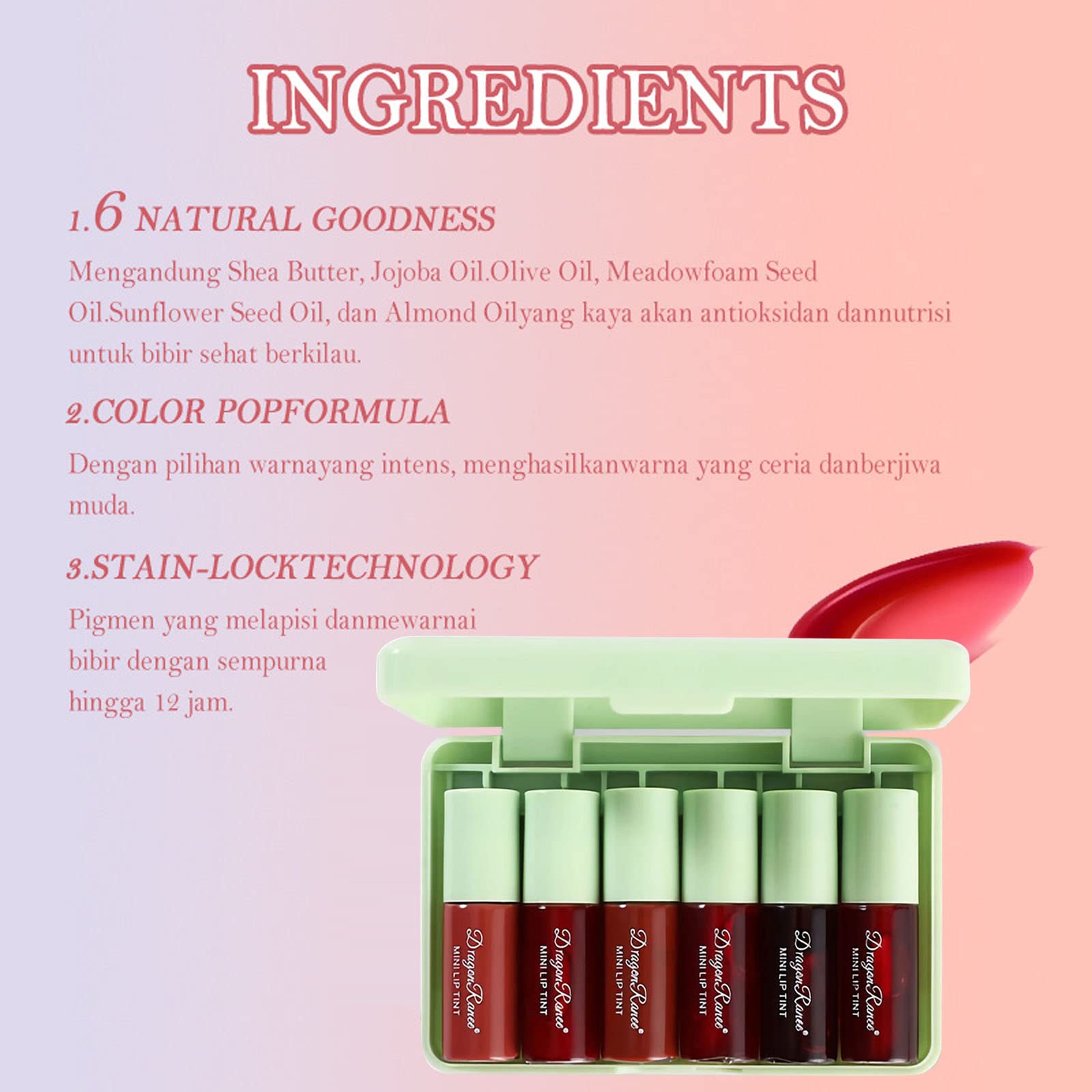 Miniling lip tint is cruelty-free and paraben-free for gentle use.