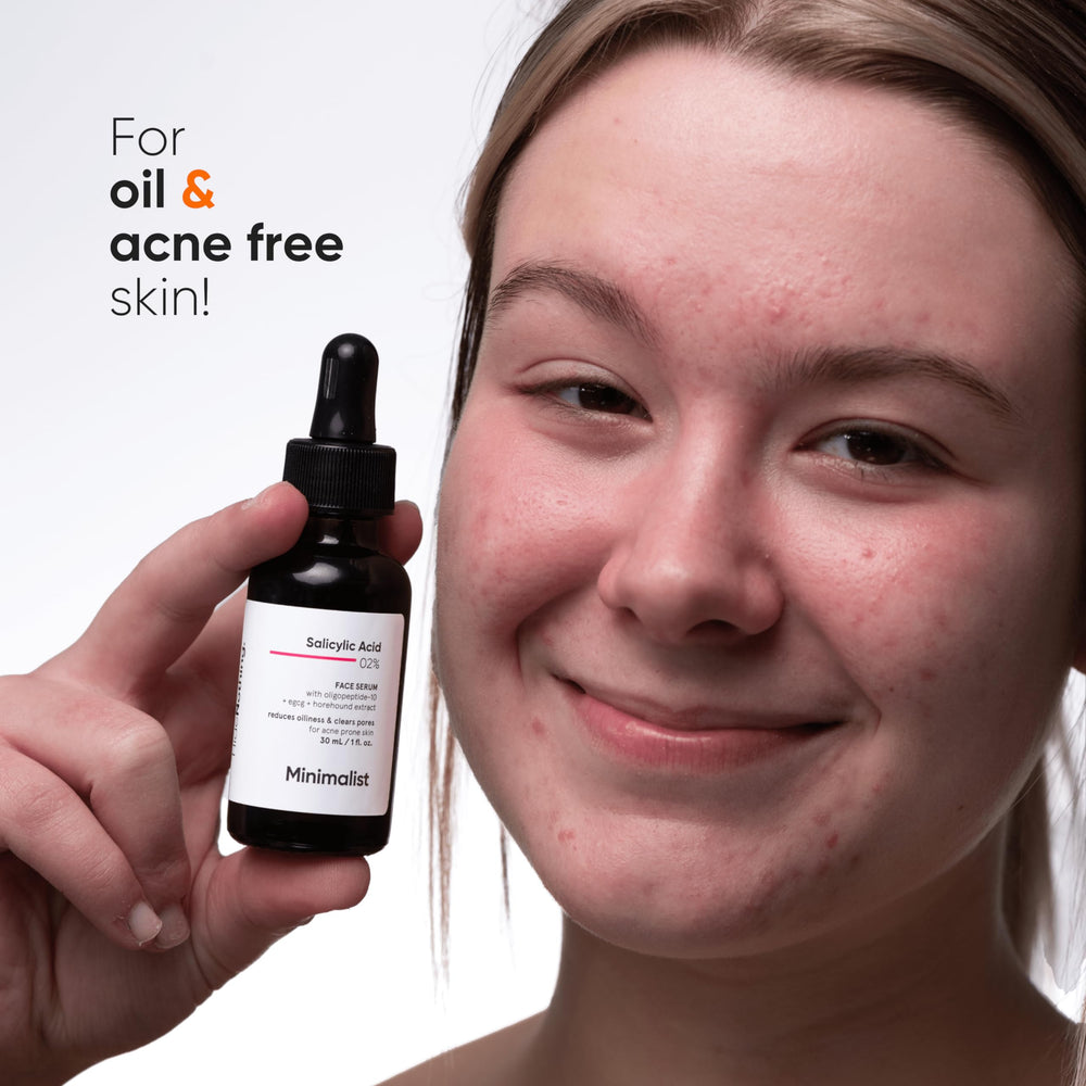 Closeup of Minimalist matte finish with serum texture indicating clear, breathable skin.