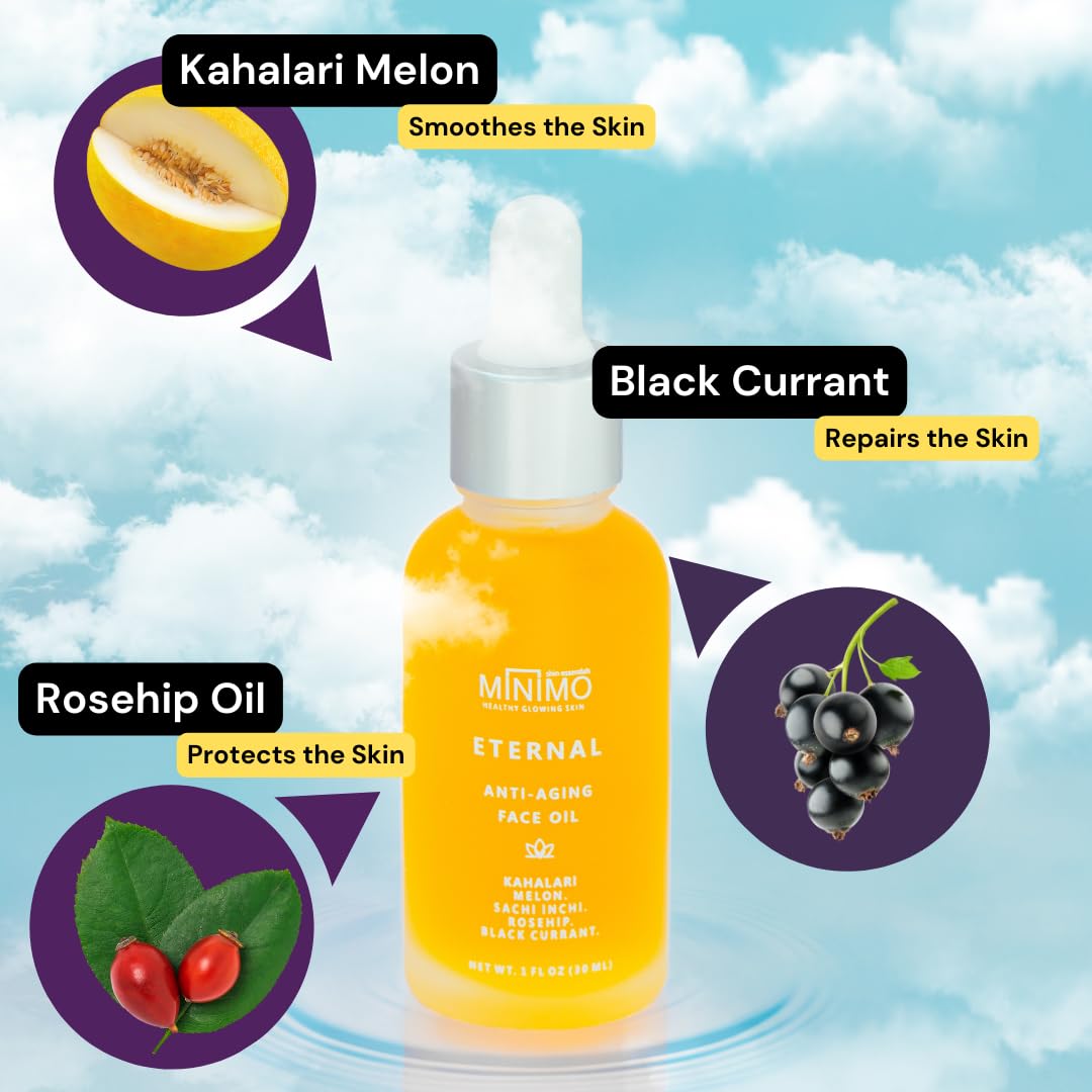 Minimo Skin Essentials Vitamin C Glow Face Oil dropper releasing a lightweight serum.