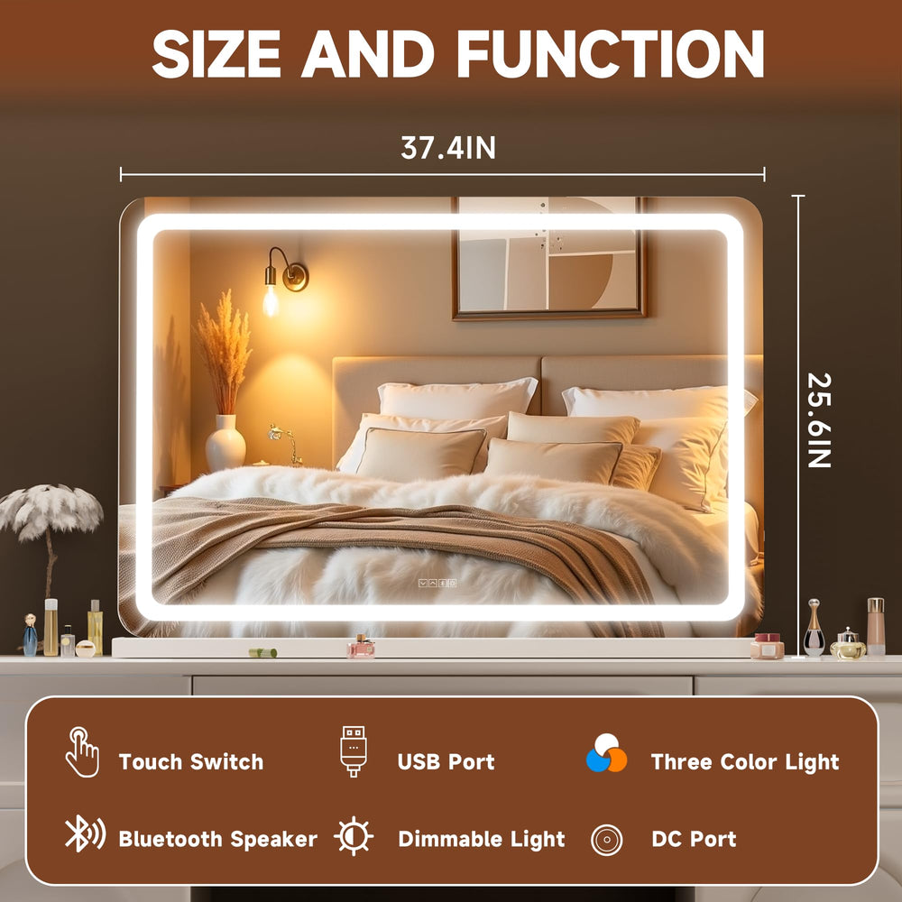MINISO LED makeup mirror rectangular white frame for clear reflections.