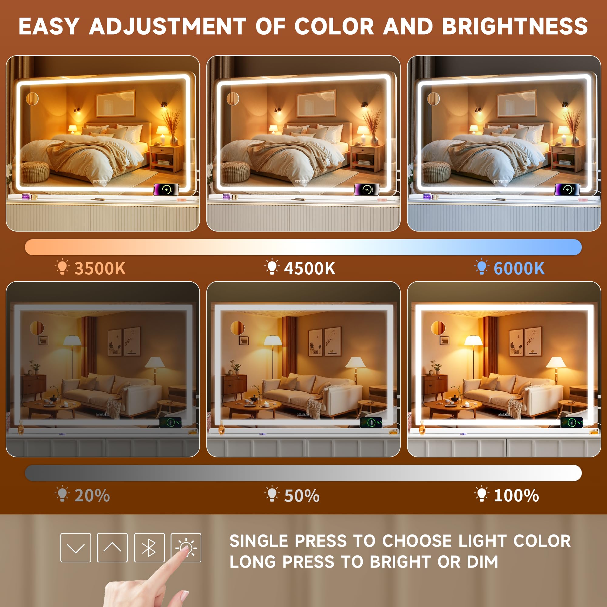 MINISO touch-control lighting delivers easy color and brightness adjustments.