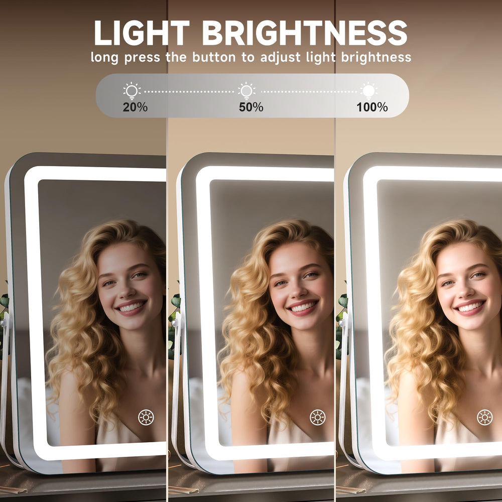 MINISO vanity mirror color temperature controls with warm, natural and cool white tones