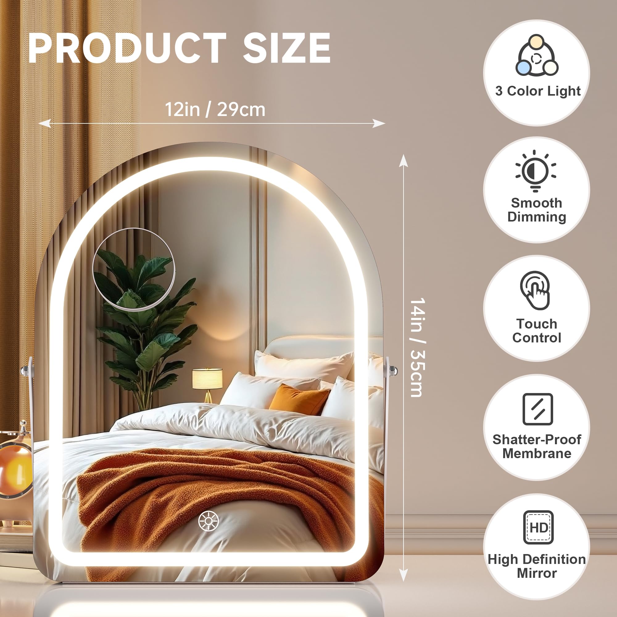 MINISO vanity mirror detachable 10X magnifier for detailed work.