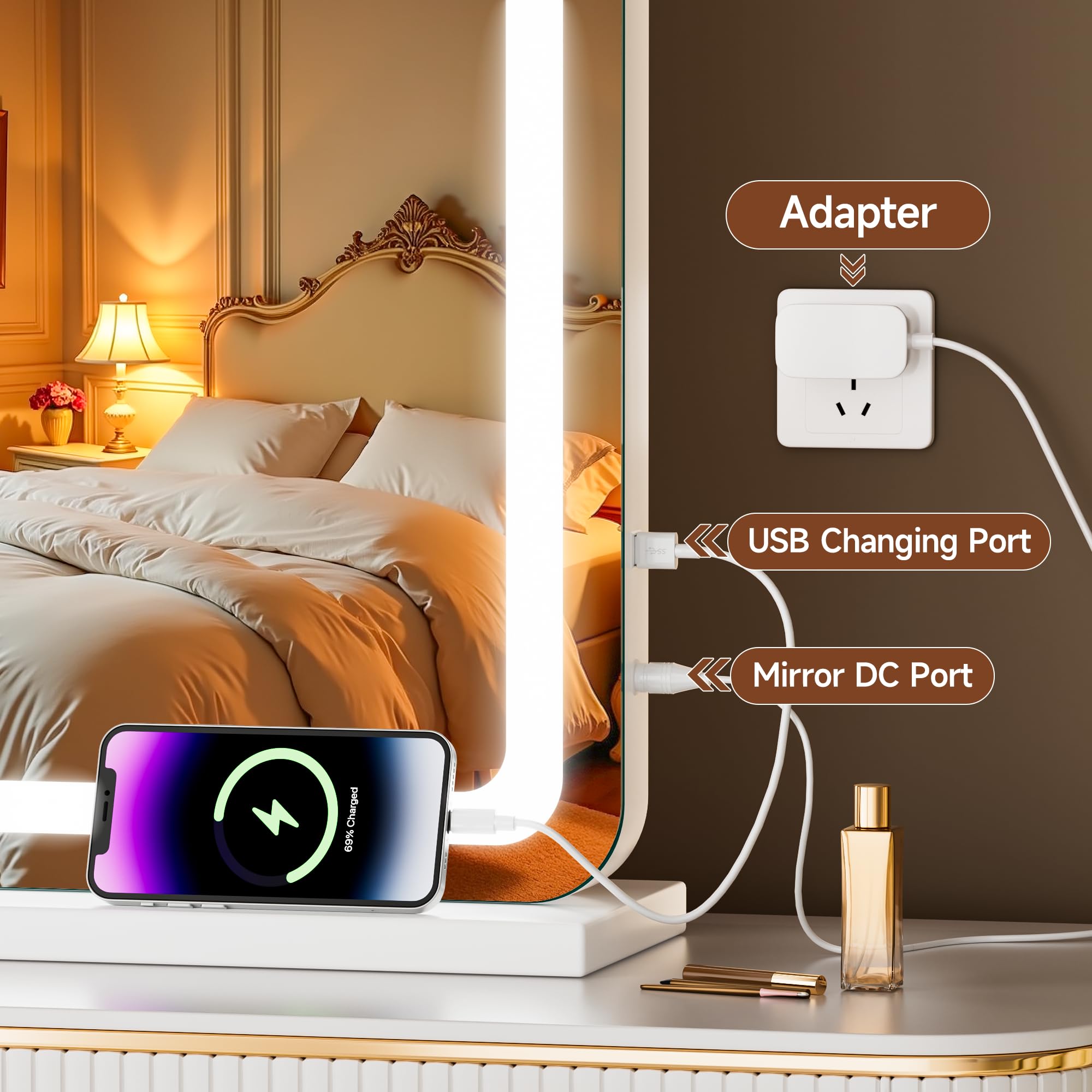 MINISO vanity mirror with dimmable brightness for any room