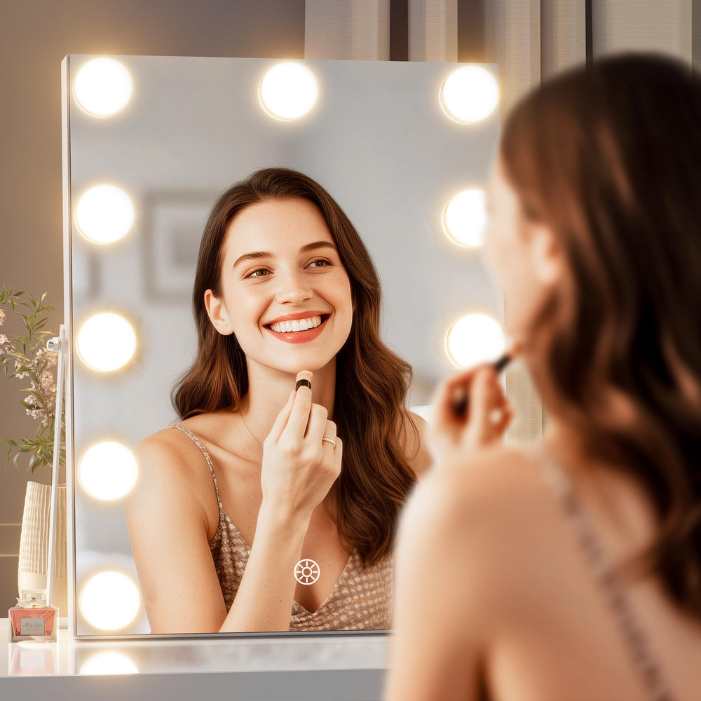 MINISO vanity mirror in Hollywood style rectangle, compact and ready for daily use.