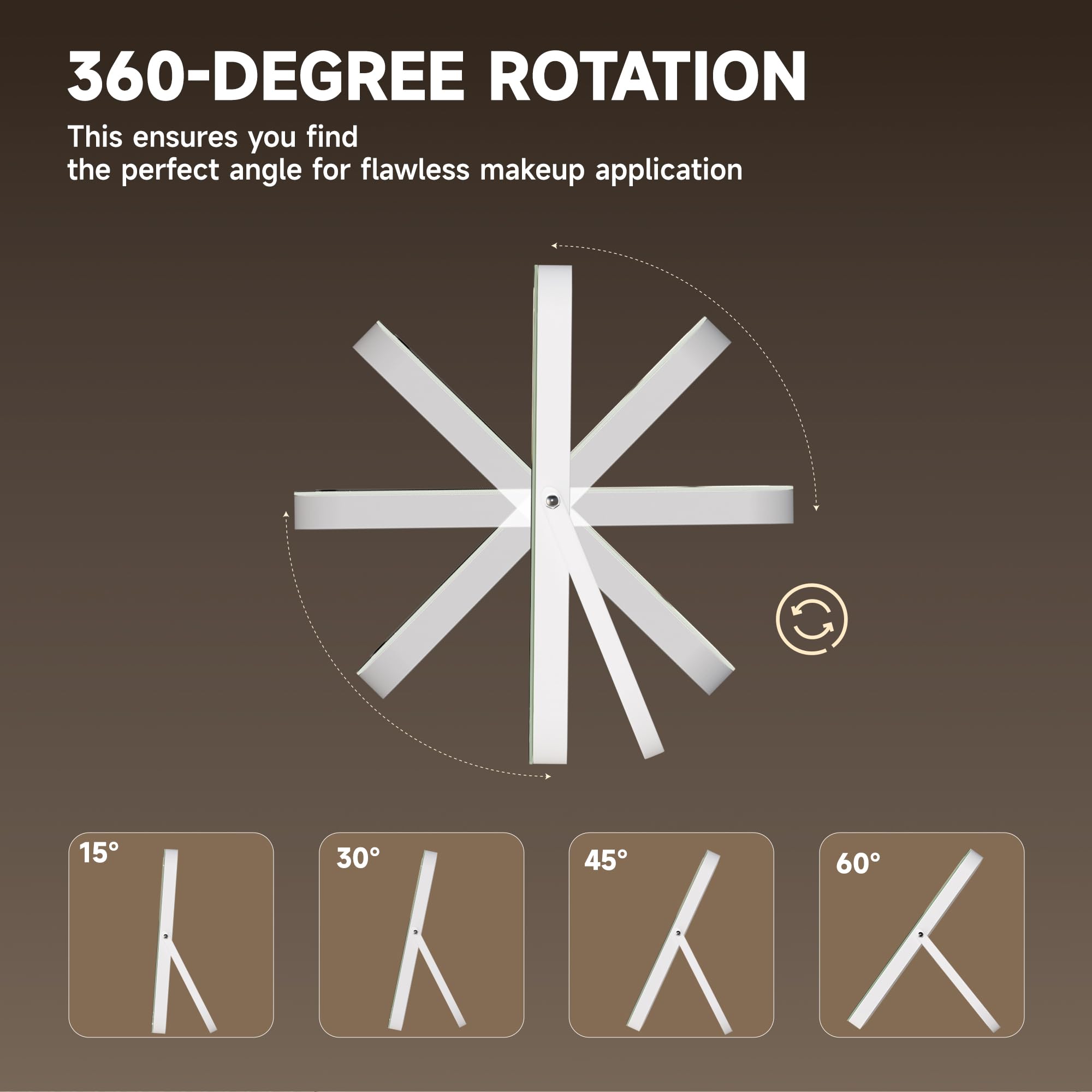 MINISO vanity mirror rotatable stand for easy angle adjustment