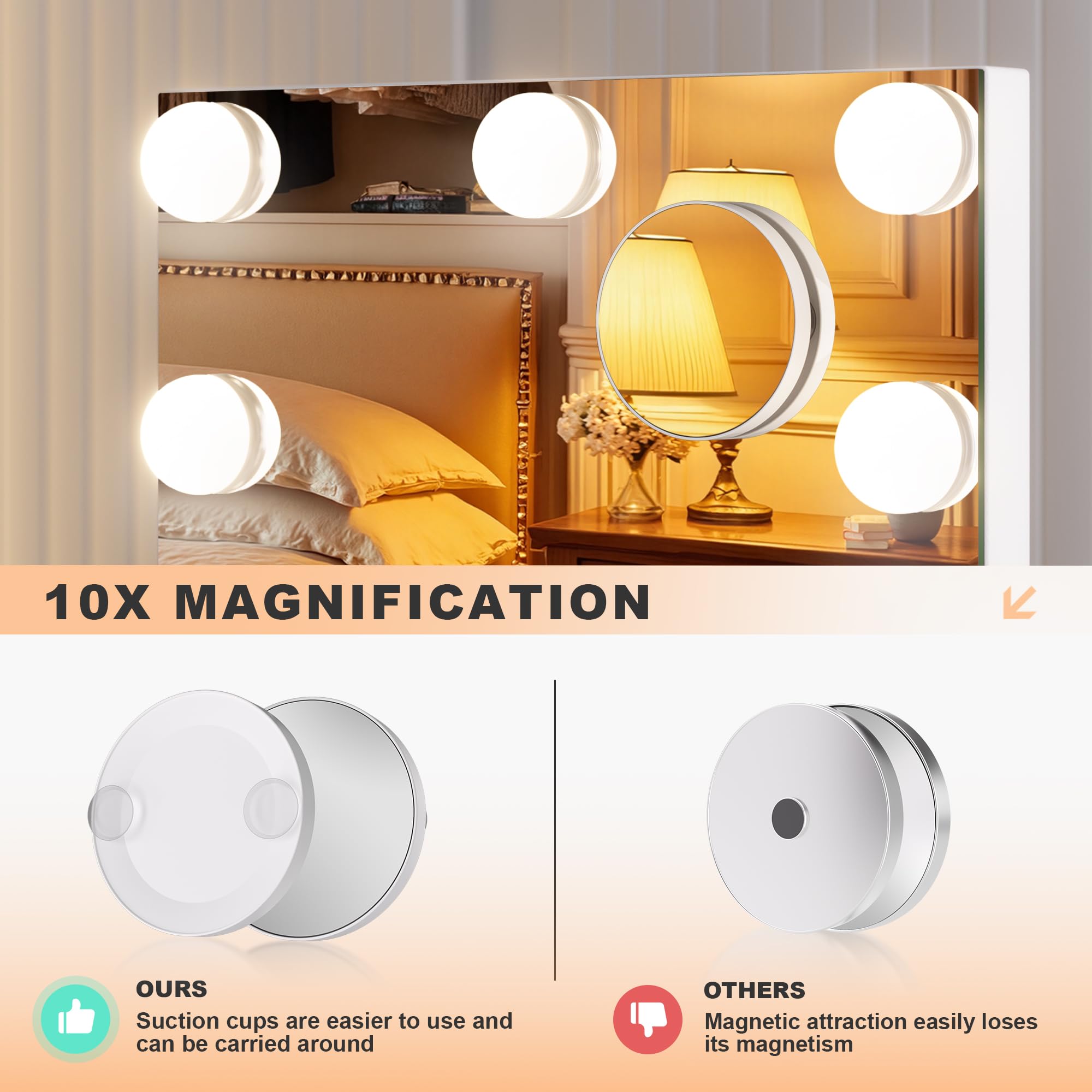 MINISO vanity mirror rotates to any angle for shadow‑free makeup use.