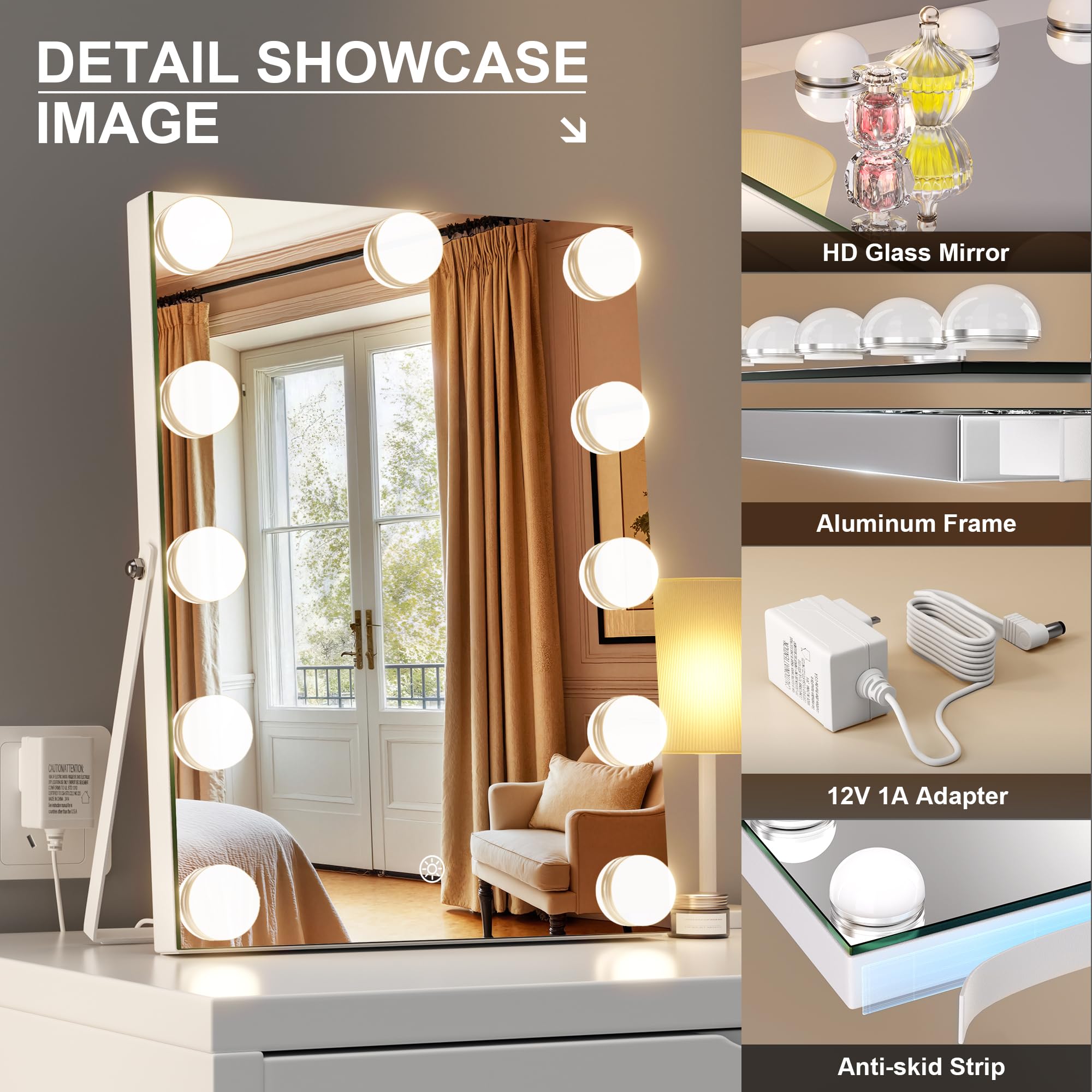 MINISO vanity mirror uses smart touch control to manage light and modes easily.