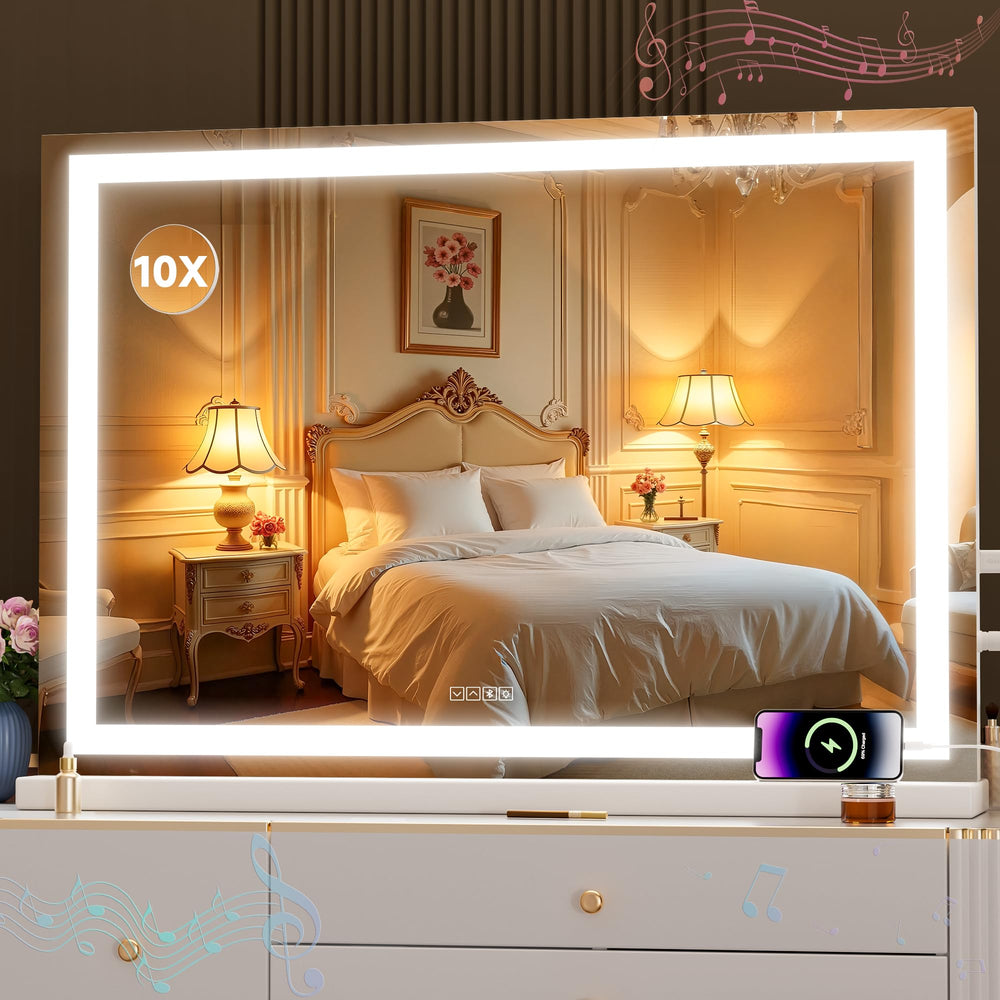 MINISO vanity mirror with lights, front view, bright even illumination for makeup application.