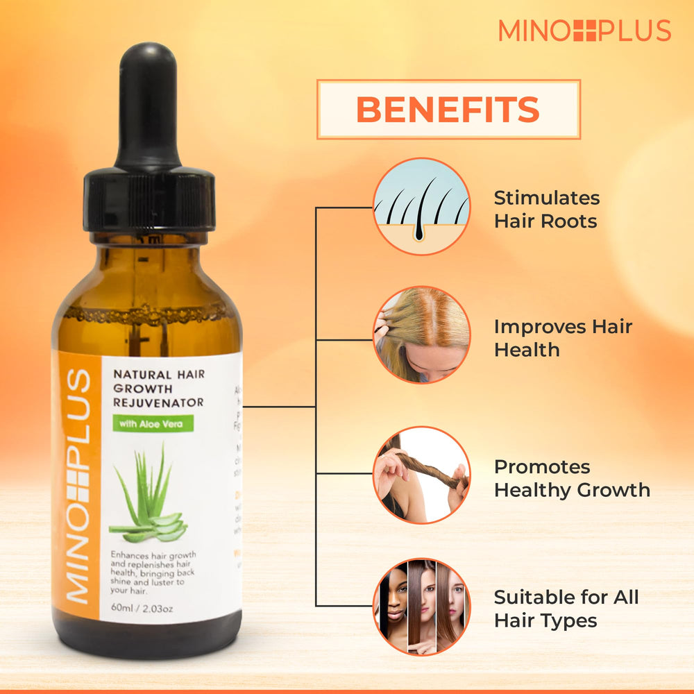 MINO PLUS scalp application closeup shows gentle serum drop massage