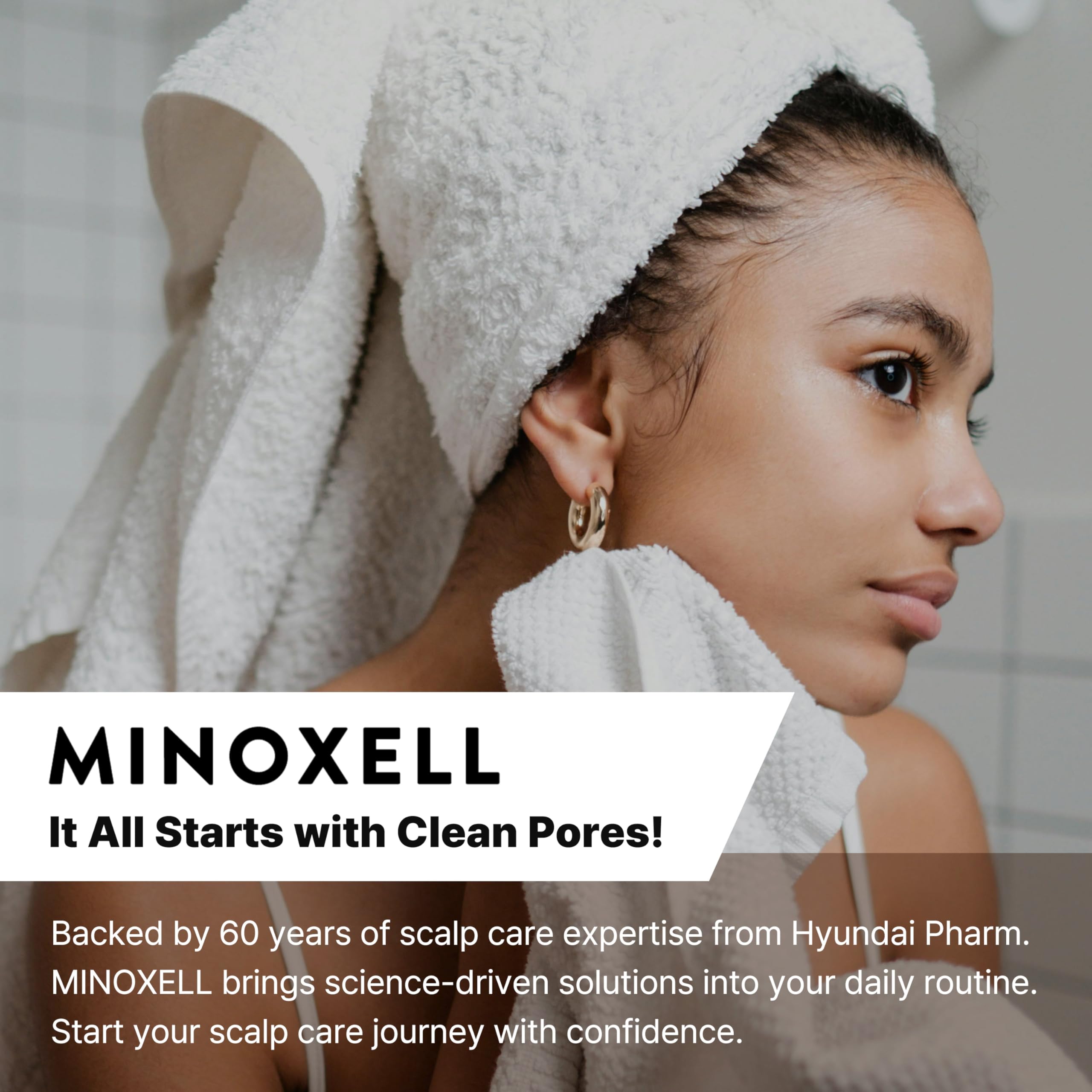 MINOXELL clarifying action visual showing clean roots after wash