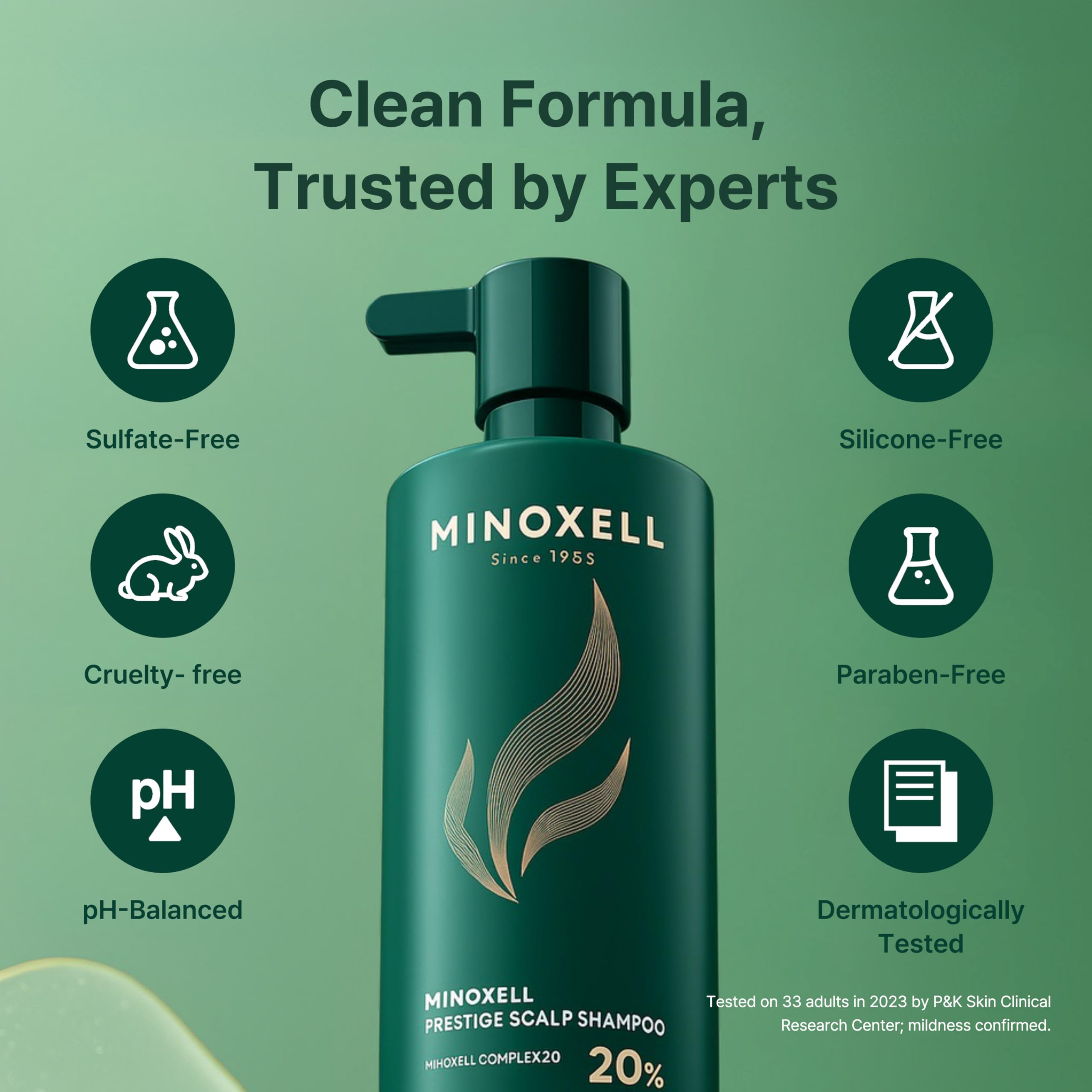 MINOXELL Prestige Shampoo on hair strands to support fullness and strength