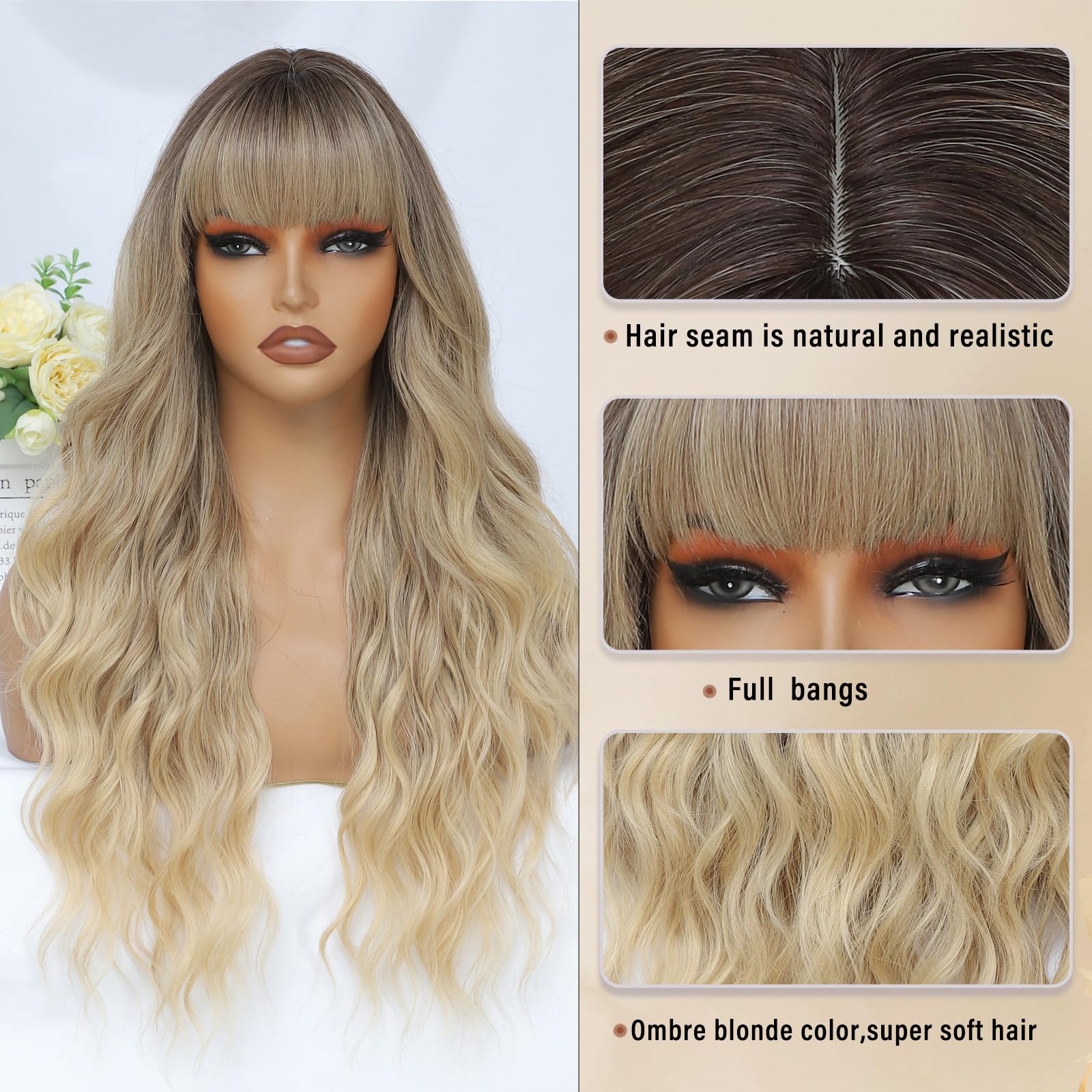 MINSEEYOO Ombre wig with breathable cap enhances comfort during long wear.