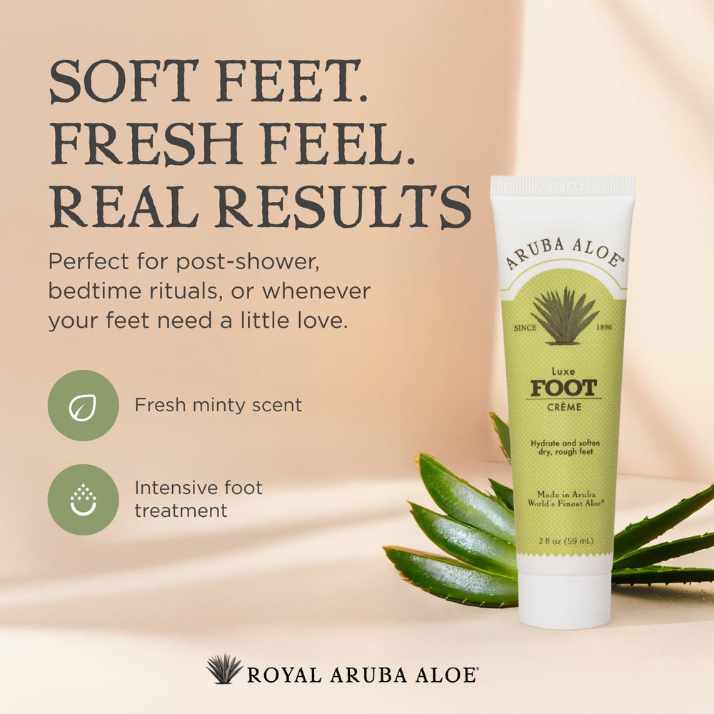 Mint aroma Luxe Foot Cream bottle highlighting refreshing scent for routine.