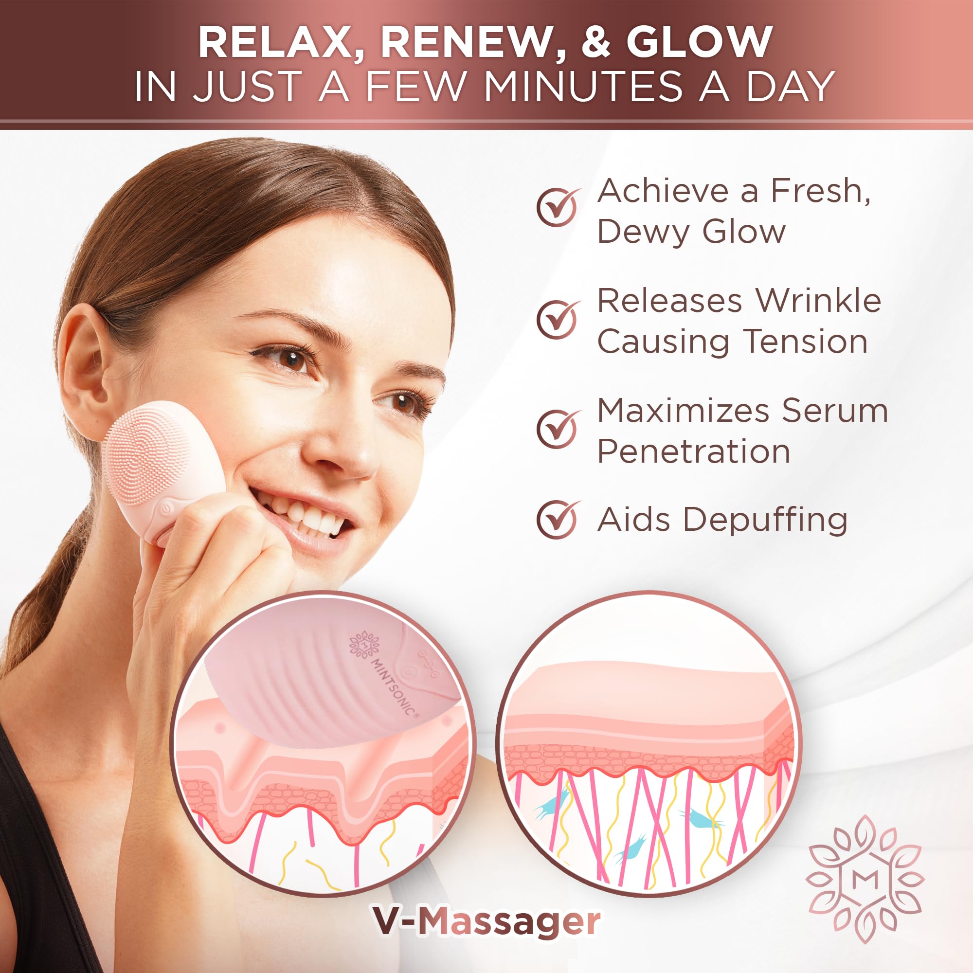 MintSonic chilled silicone balls deliver a cooling massage sensation.
