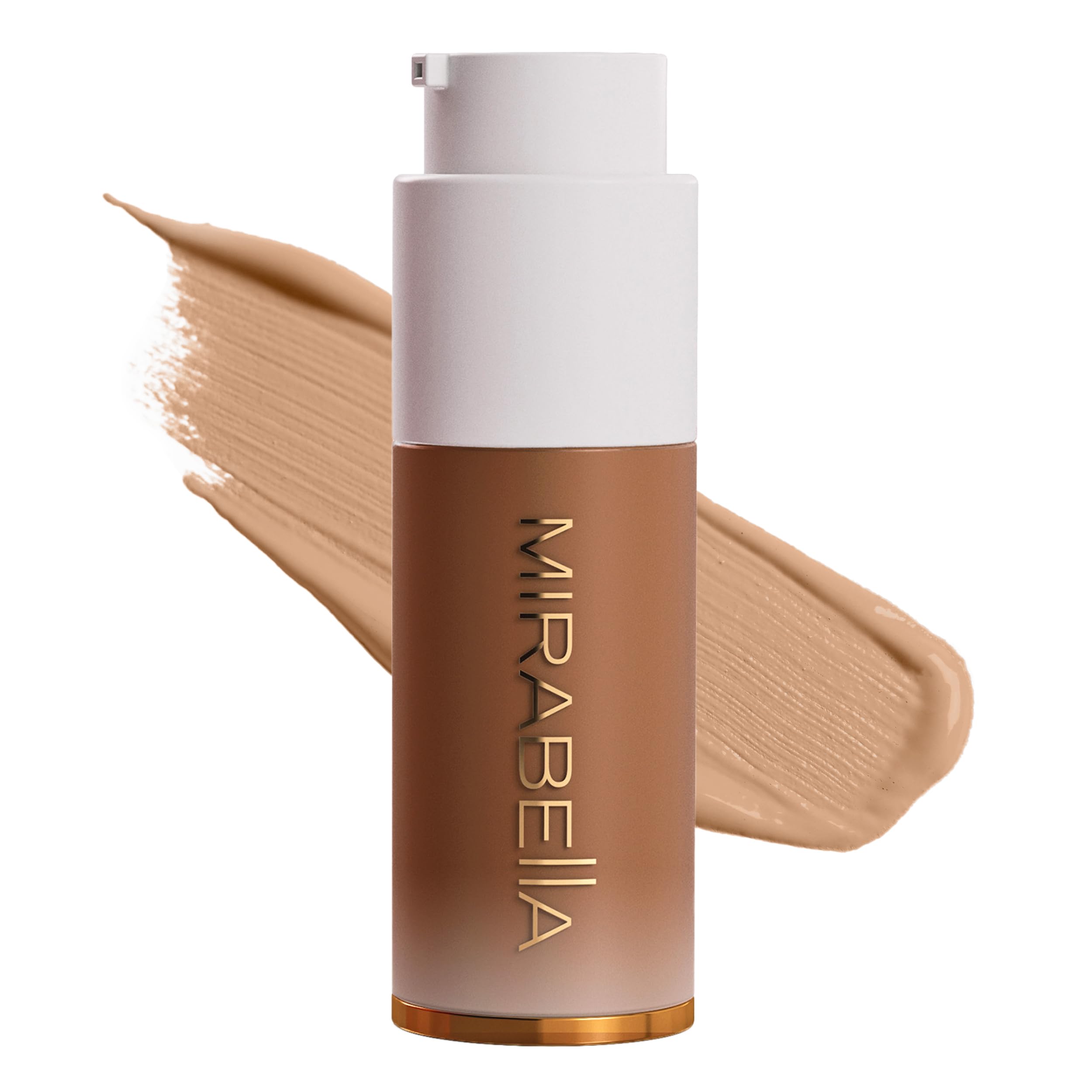 Mirabella Invincible Foundation bottle with pump for easy, mess-free application.