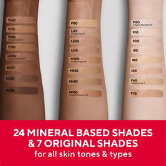 Mirabella Invincible Foundation texture close-up showing creamy spread for demi-matte finish.
