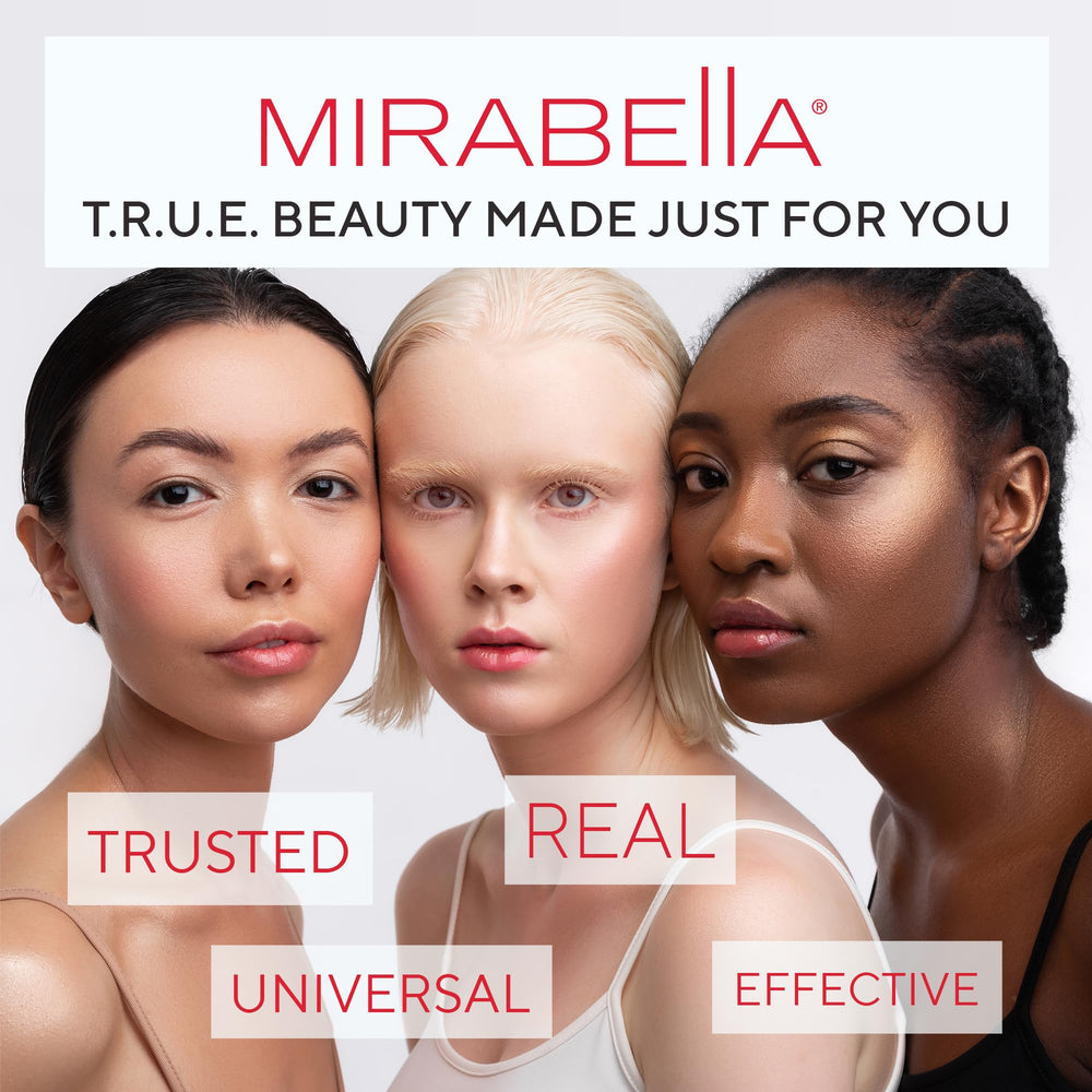Mirabella Invincible Foundation bottle on vanity under natural light.