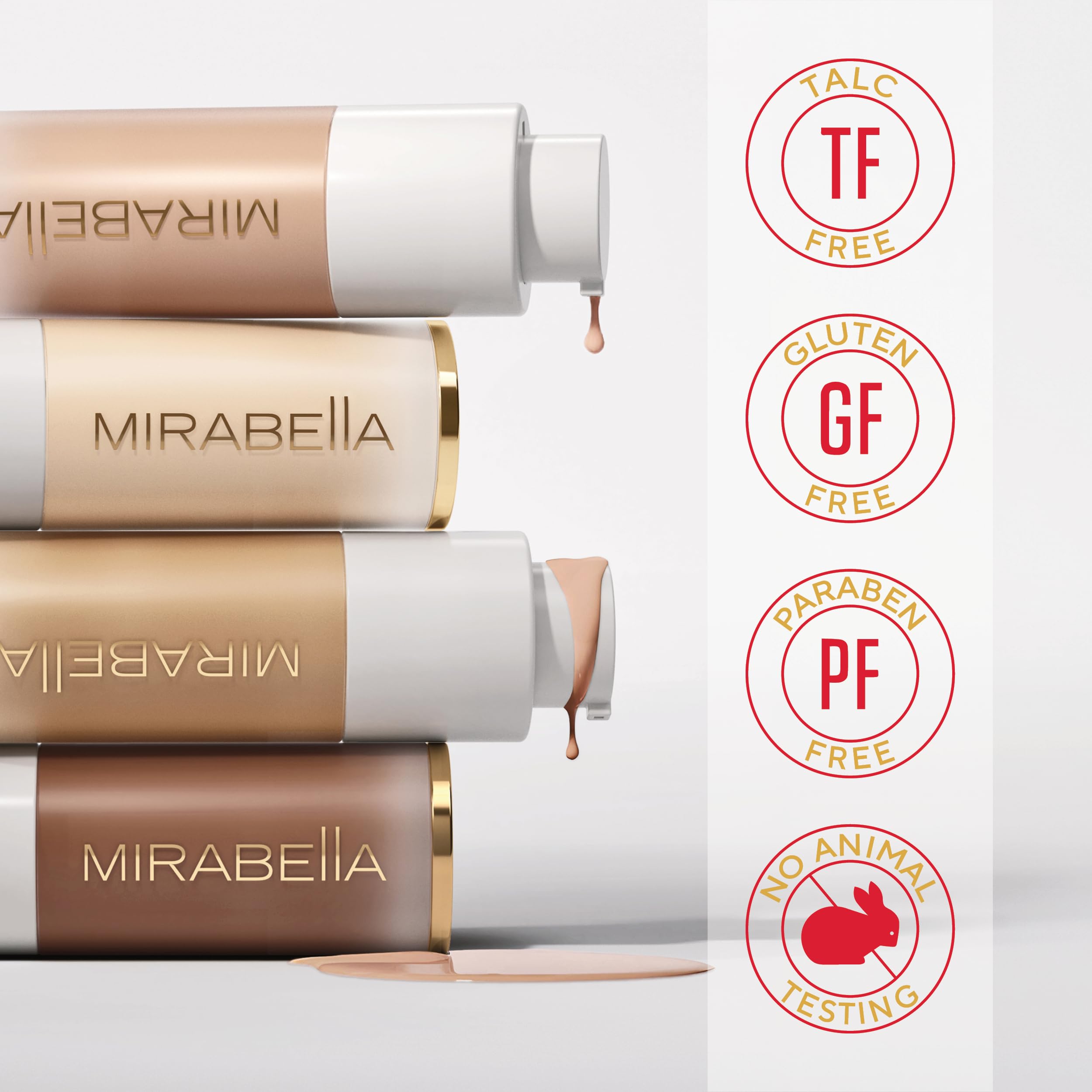 Application tool image showing smooth blending with Mirabella foundation.
