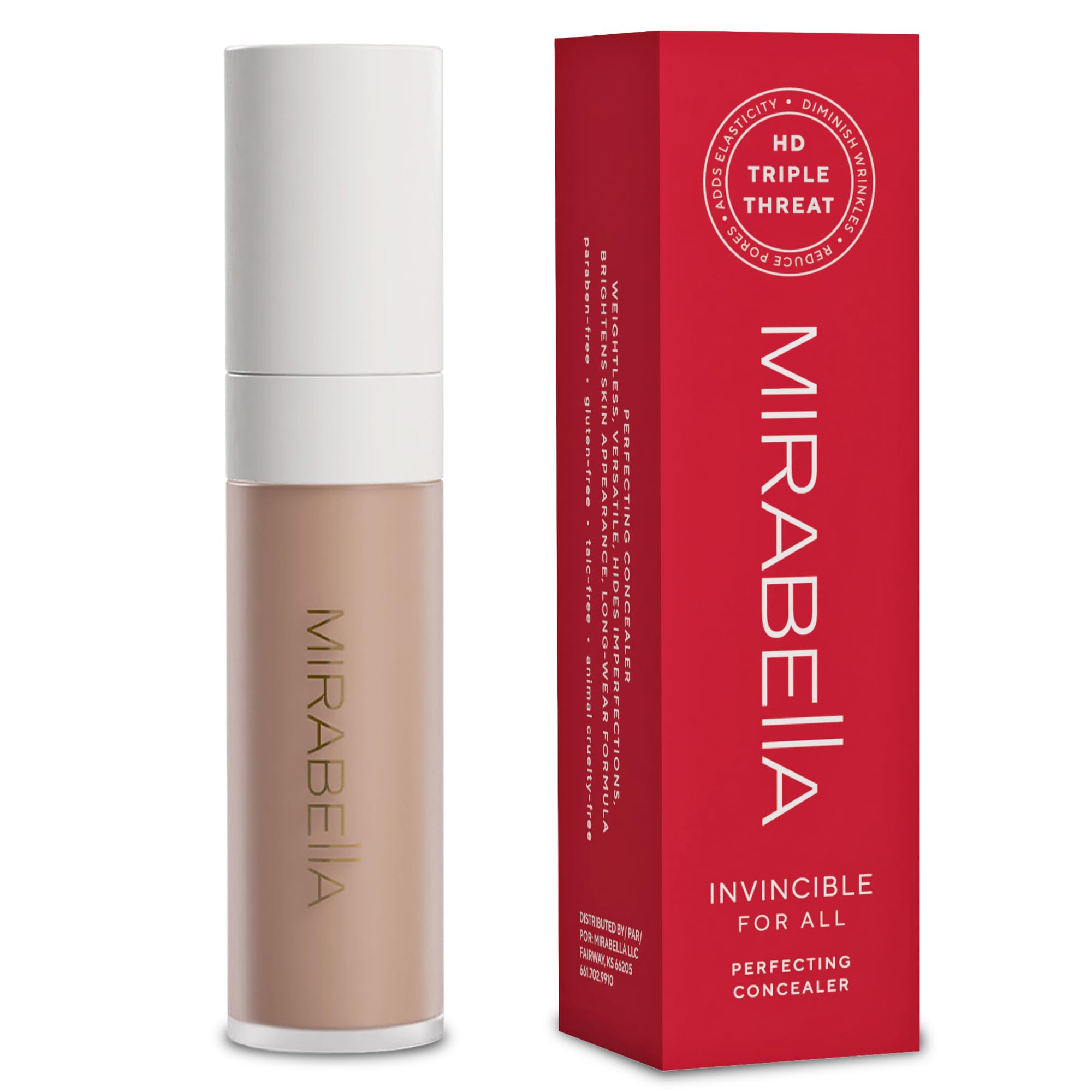 Close-up of Mirabella Invincible applicator tip reveals precise blending for targeted coverage.