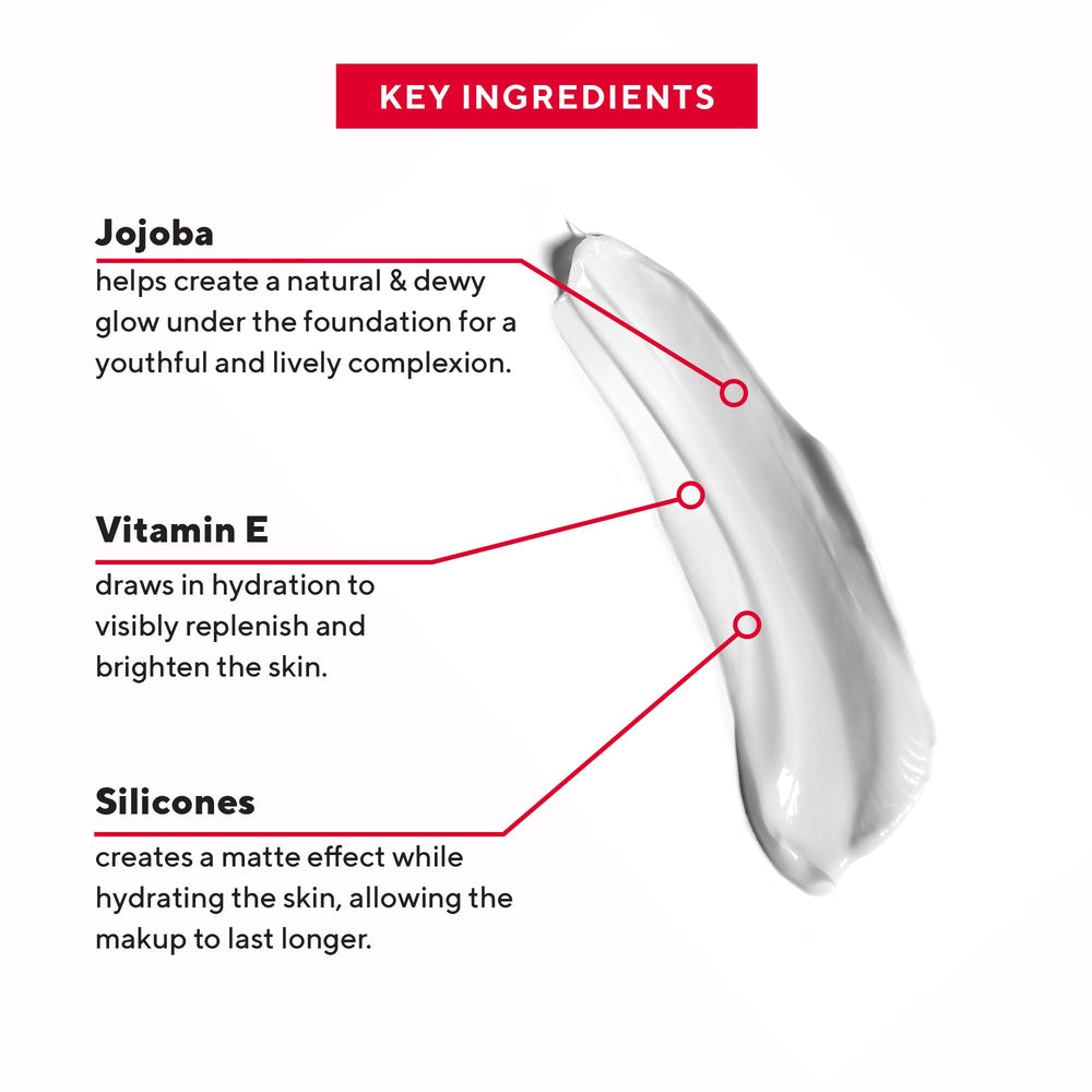Mirabella Prime silicone texture on skin delivering silky foundation glide.