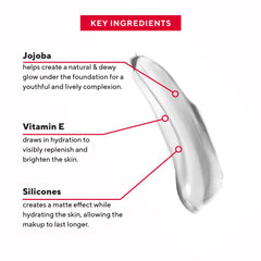 Mirabella Prime silicone texture on skin delivering silky foundation glide.