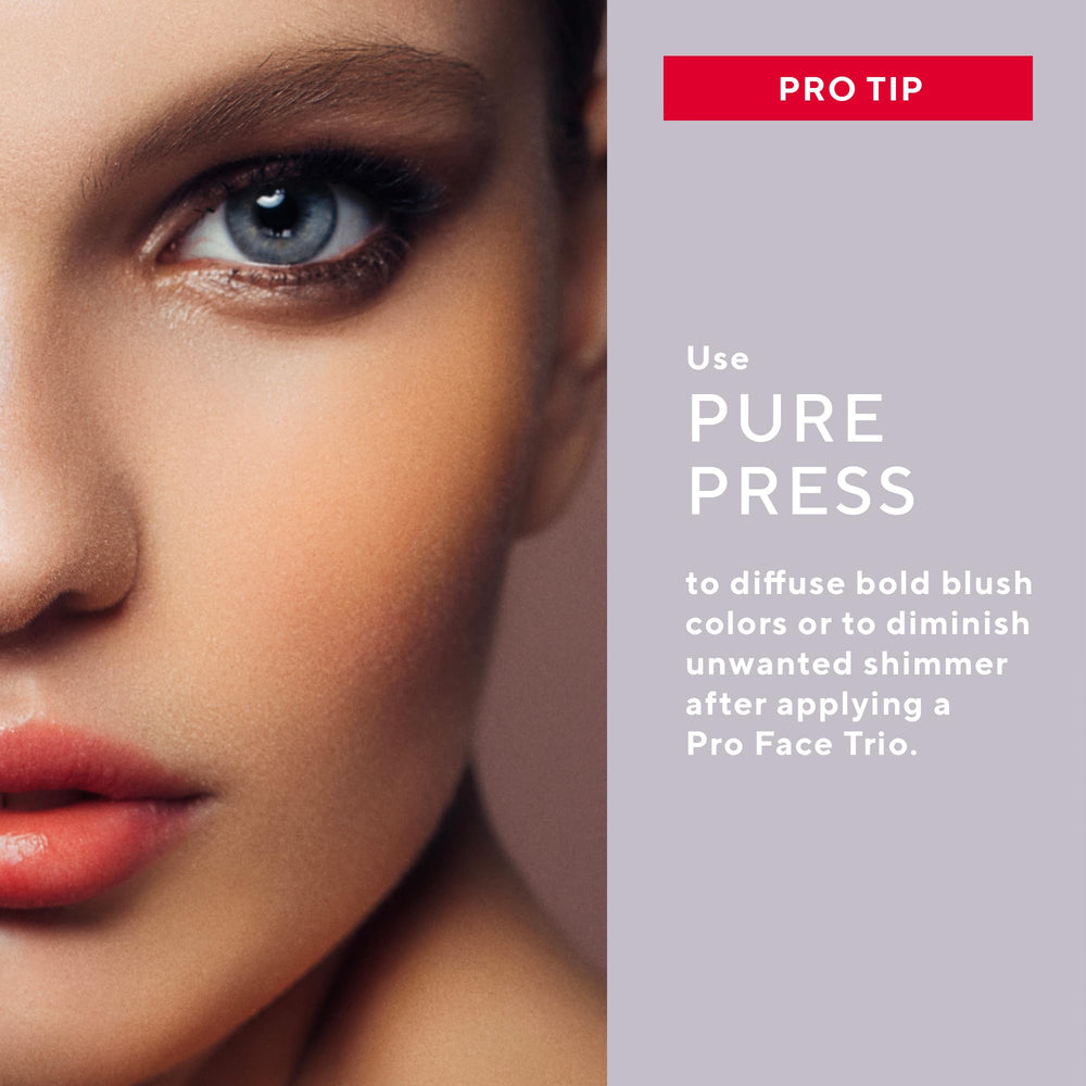 Application brush with Mirabella Pure Press Foundation for a flawless buff