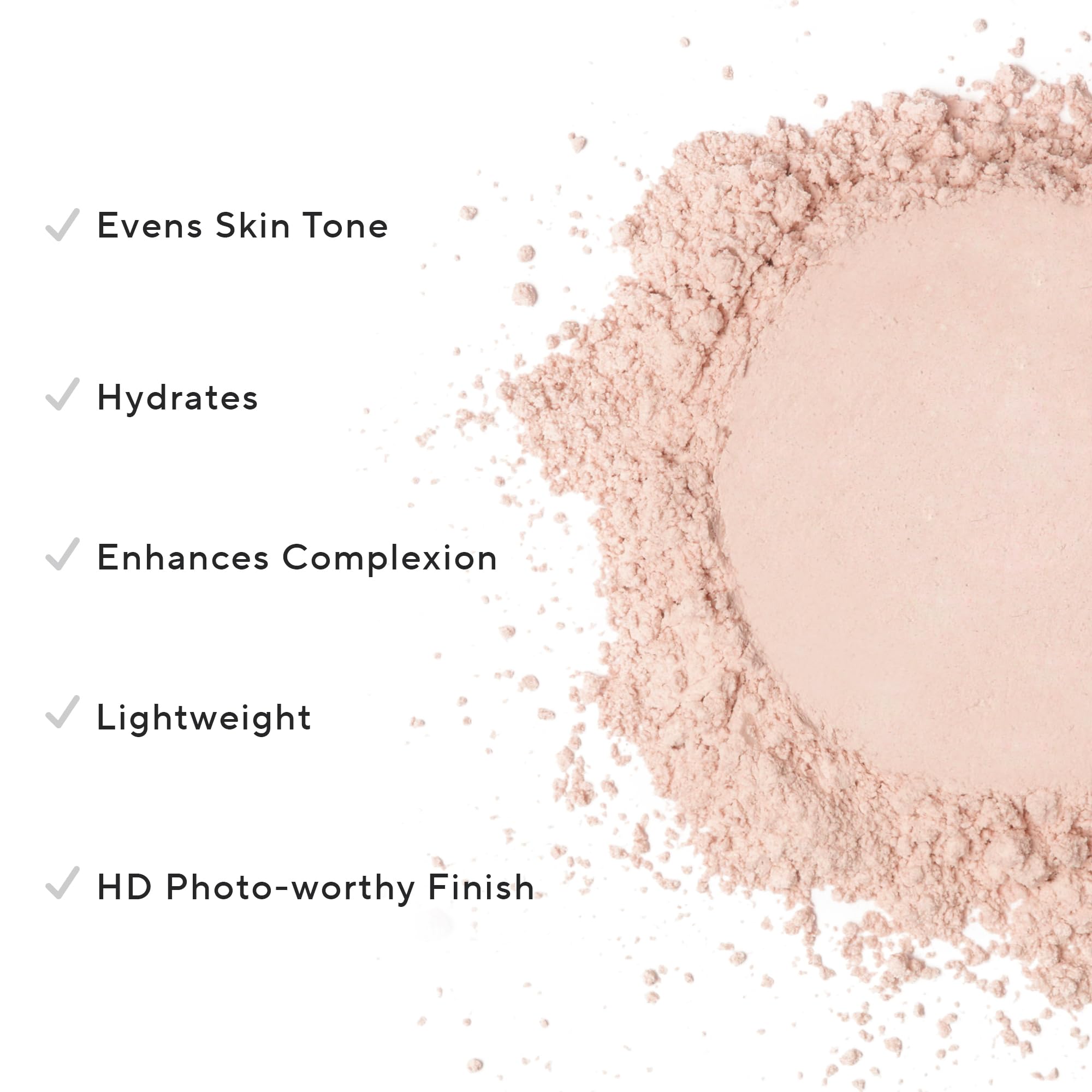 Mirabella Pure Press Foundation texture close-up showing mineral coverage