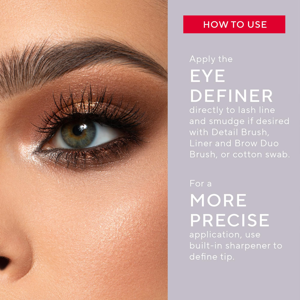 Mirabella foil eye definer built-in sharpener for crisp edges.